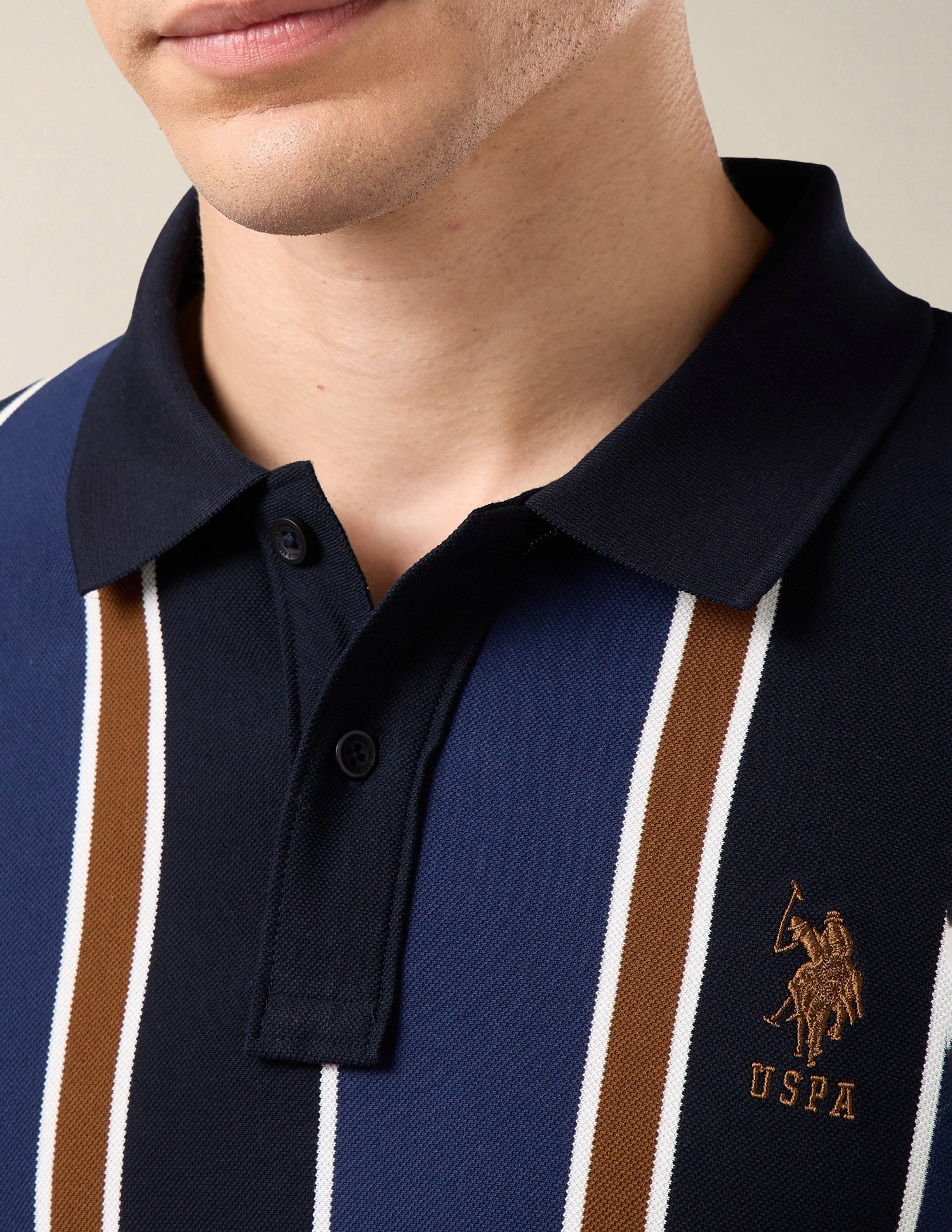 Vertical Striped Slim Fit Polo Shirt Blue - U.S. Polo Assn. India | Large