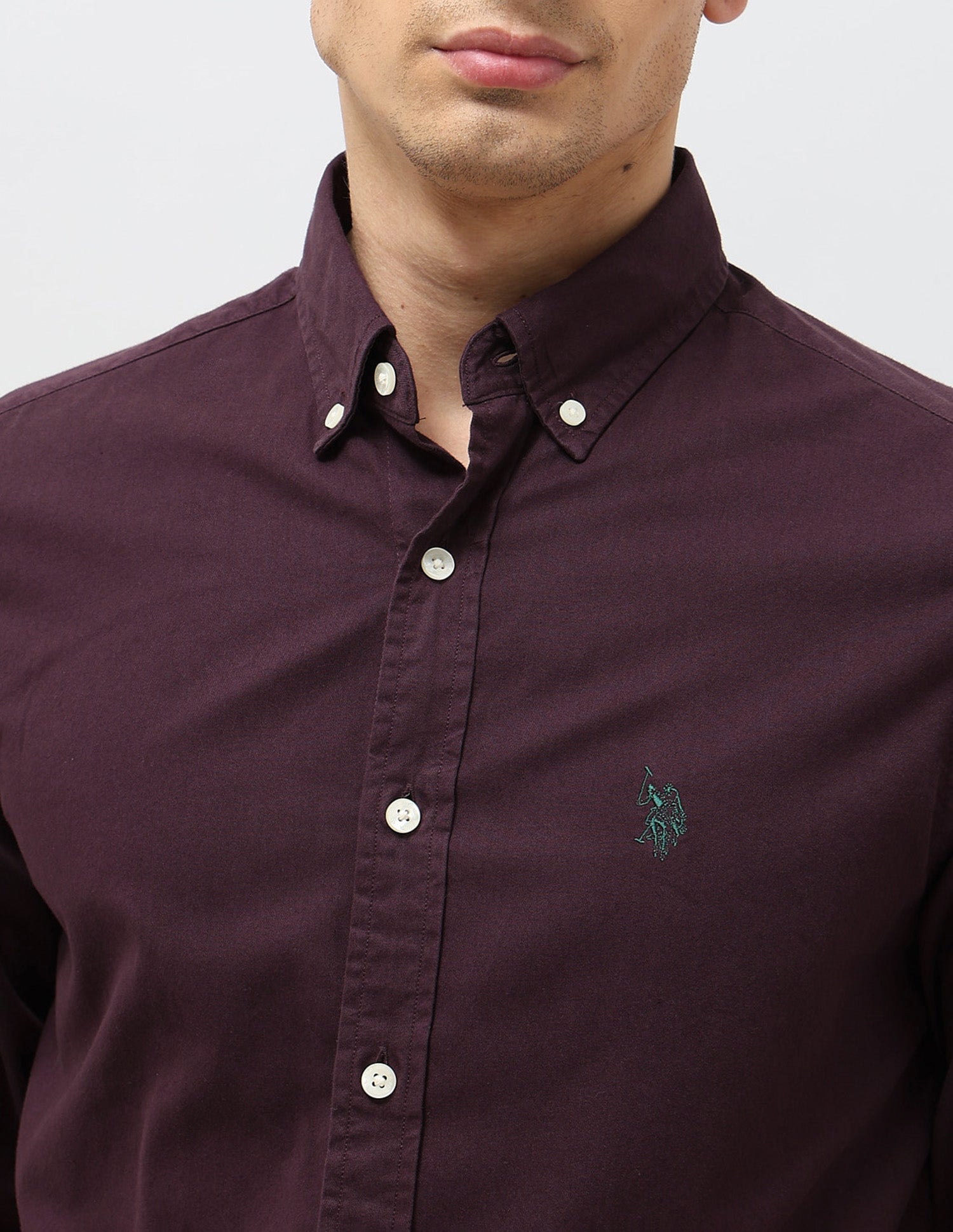 Twill Tailored Fit Shirt Wine - U.S. POLO ASSN. | Large