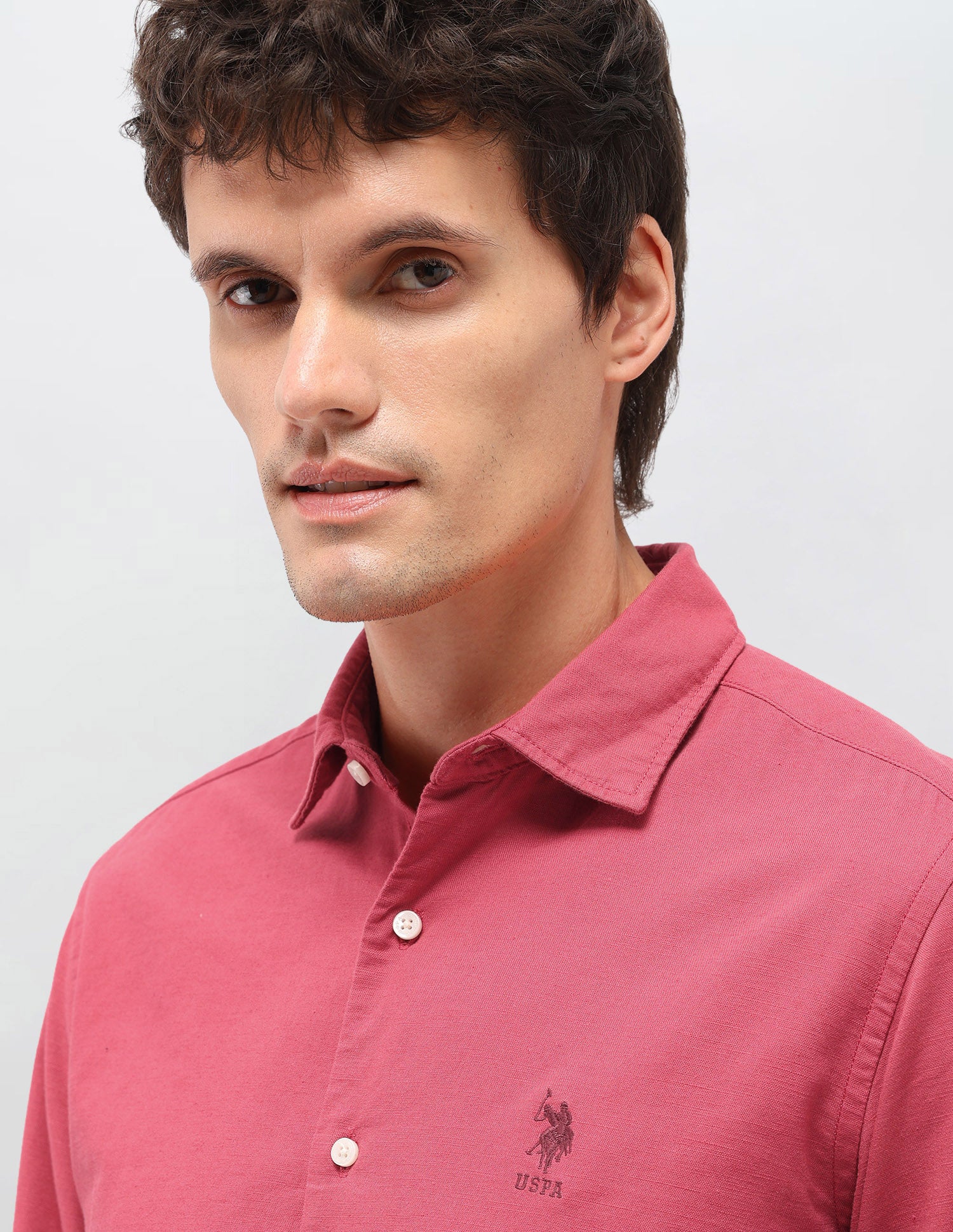 Regular Fit Solid Shirt Coral - U.S. Polo Assn. India | Large