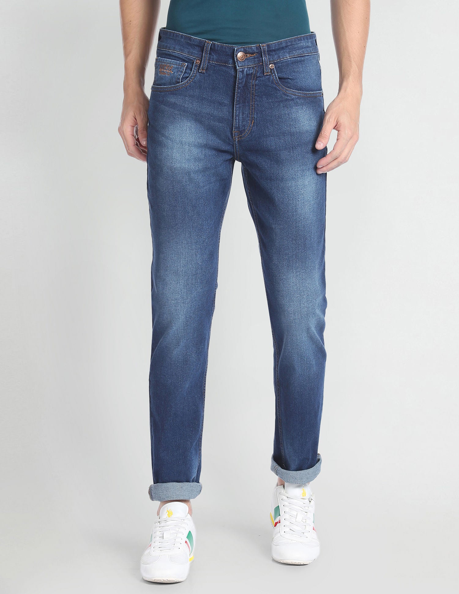 Brandon Slim Tapered Stone Wash Jeans Dark Blue - U.S. Polo Assn. India | Large