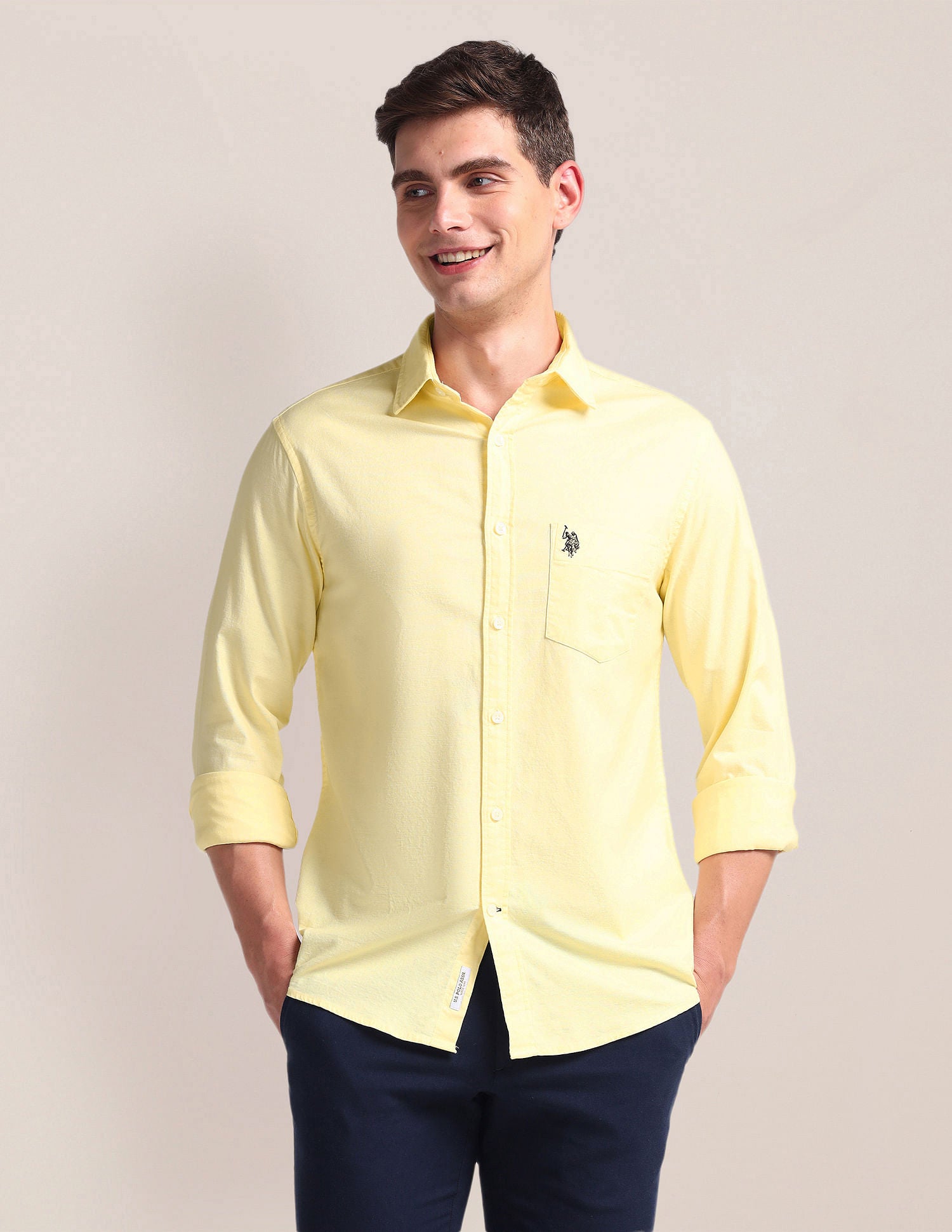 Solid Dobby Shirt Yellow - U.S. Polo Assn. India | Large