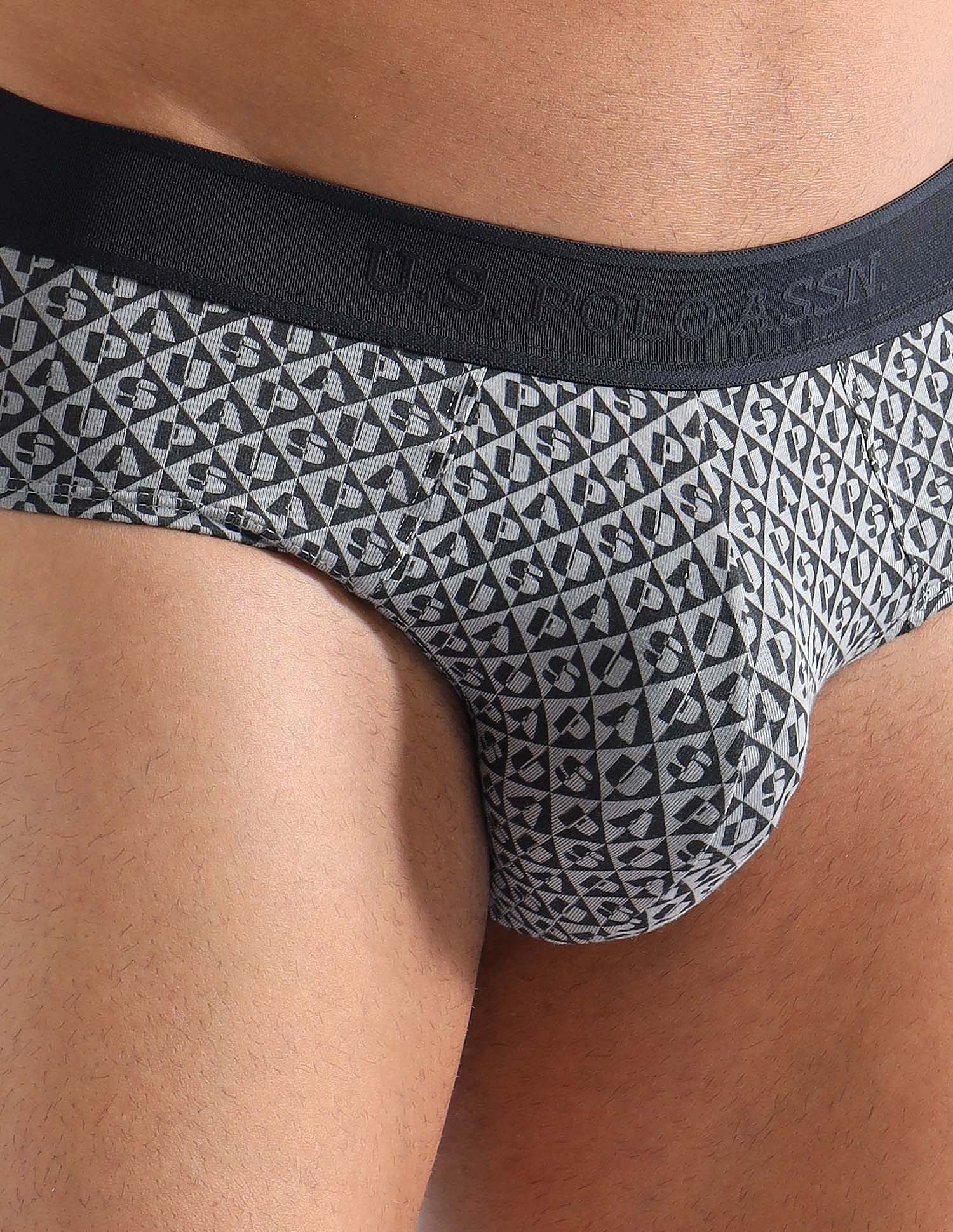 Elasticized Waist Printed PB005 Briefs - Pack of 1 Black - U.S. POLO ASSN. | Large