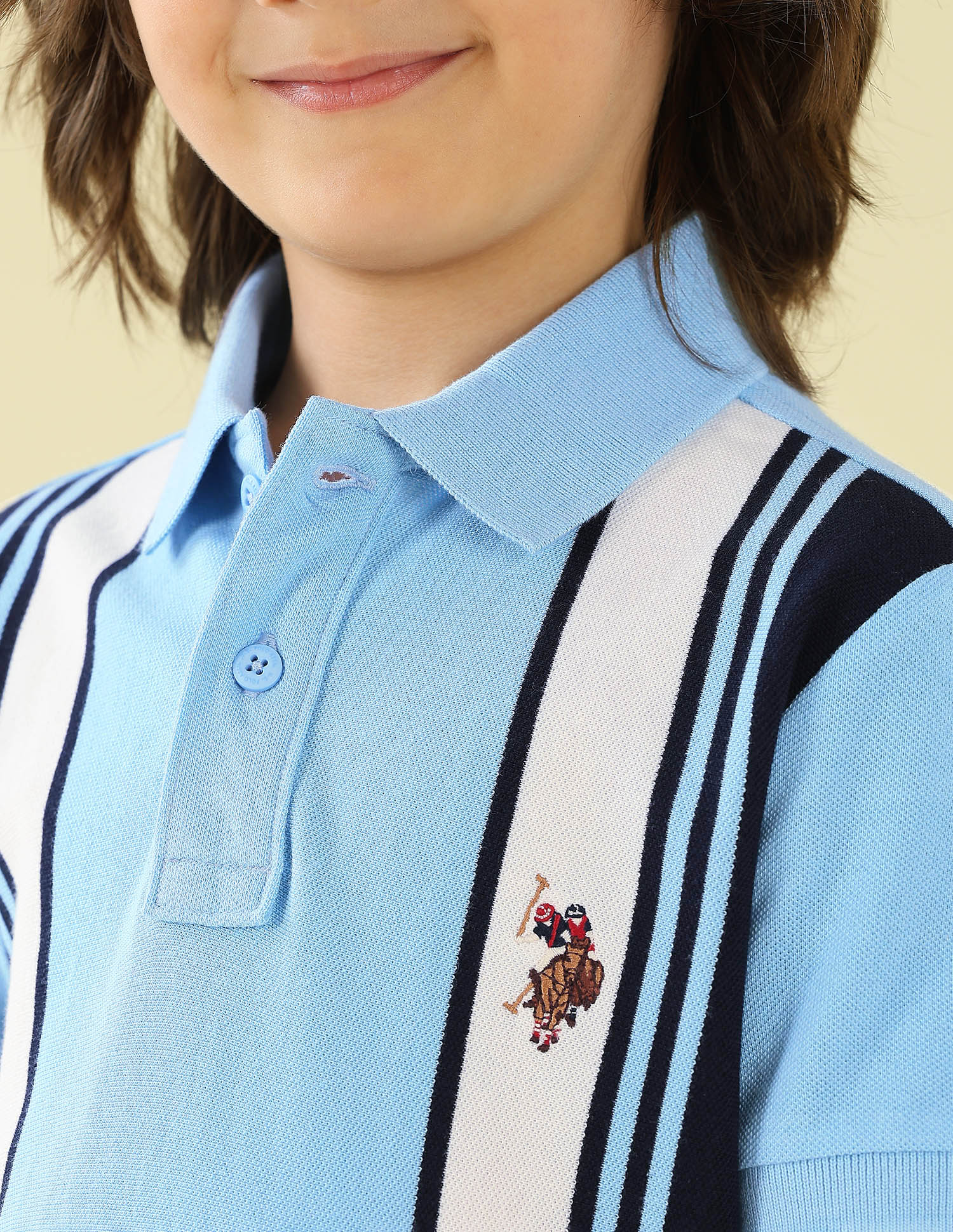 Vertical Striped Regular Fit Polo Shirt Blue - U.S. Polo Assn. India | Large