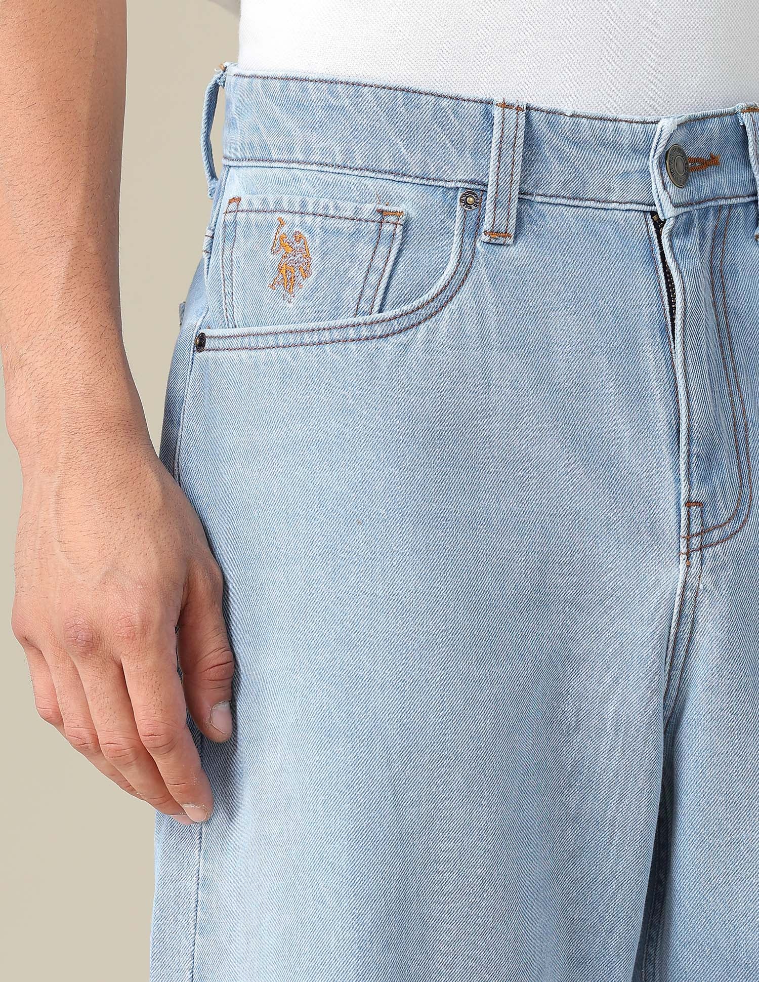 Mid Rise Solid Denim Shorts Blue - U.S. POLO ASSN. | Large