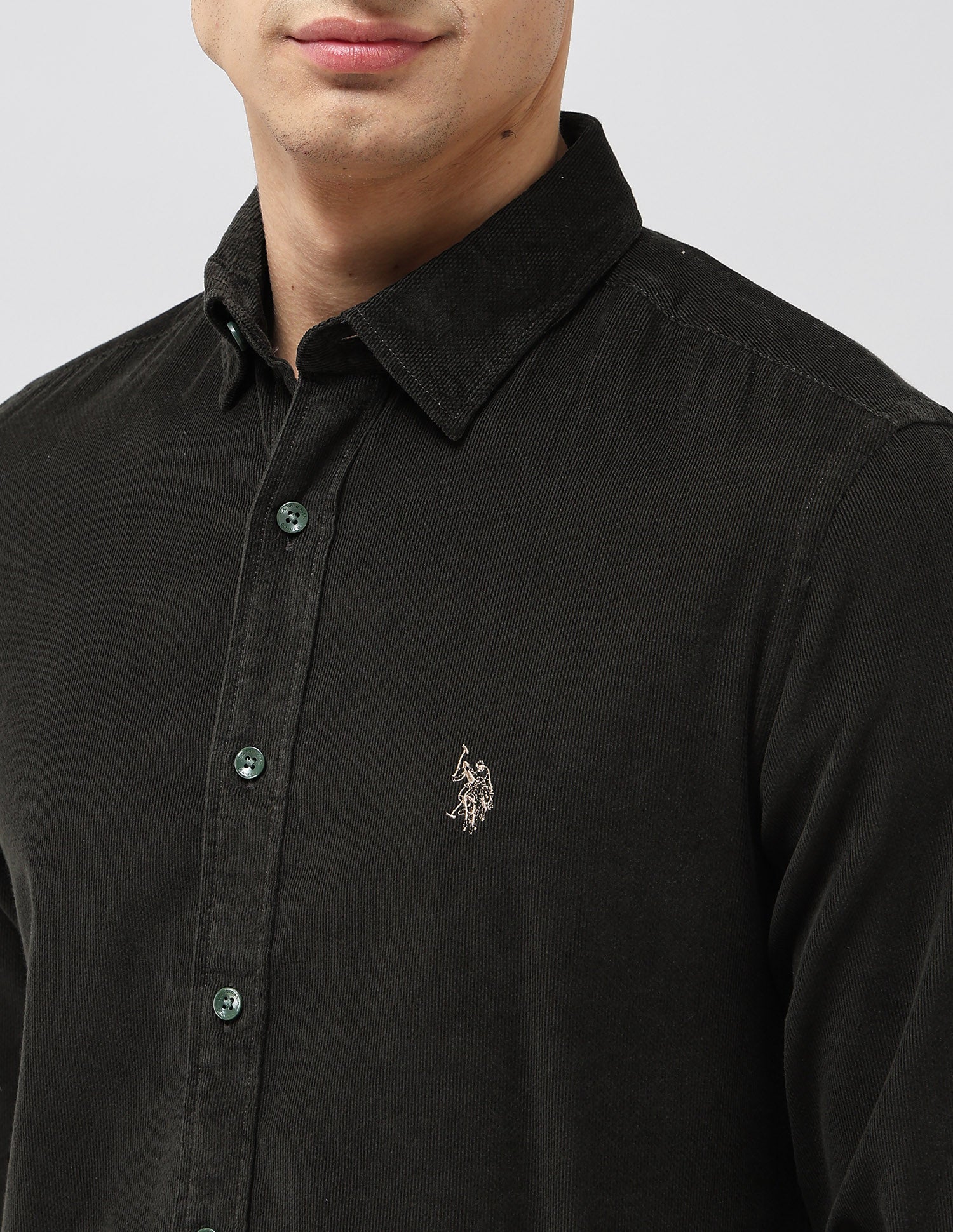 Corduroy Regular Fit Shirt Olive - U.S. POLO ASSN. | Large