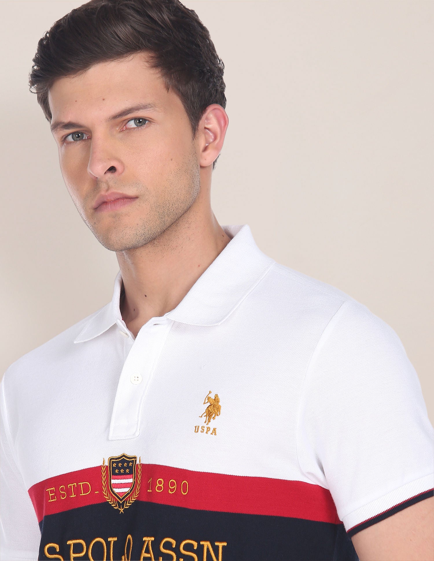 Iconic Embroidered Logo Polo Shirt White - U.S. Polo Assn. India | Large