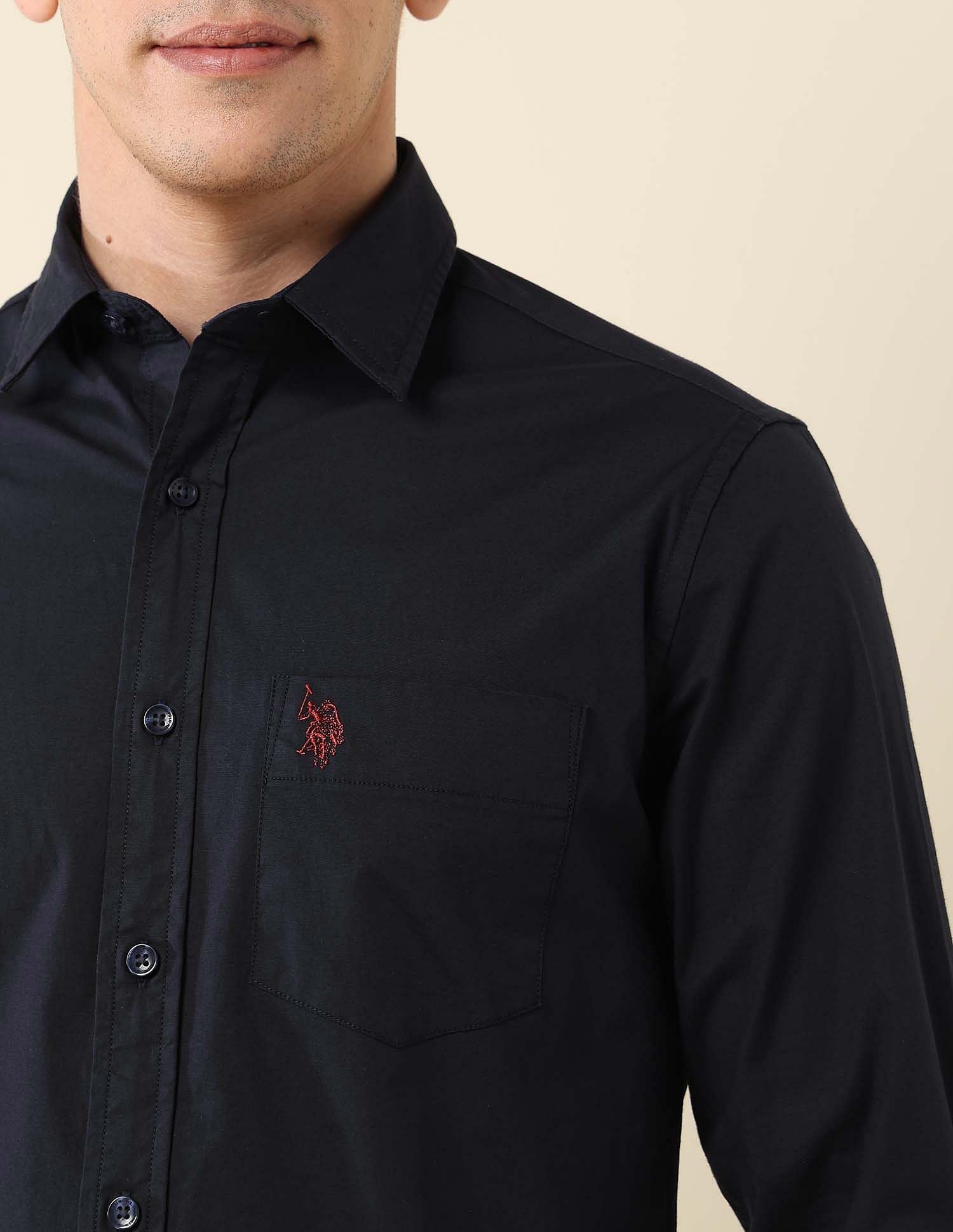 Poplin Solid Stretch Shirt Navy - U.S. Polo Assn. India | Large