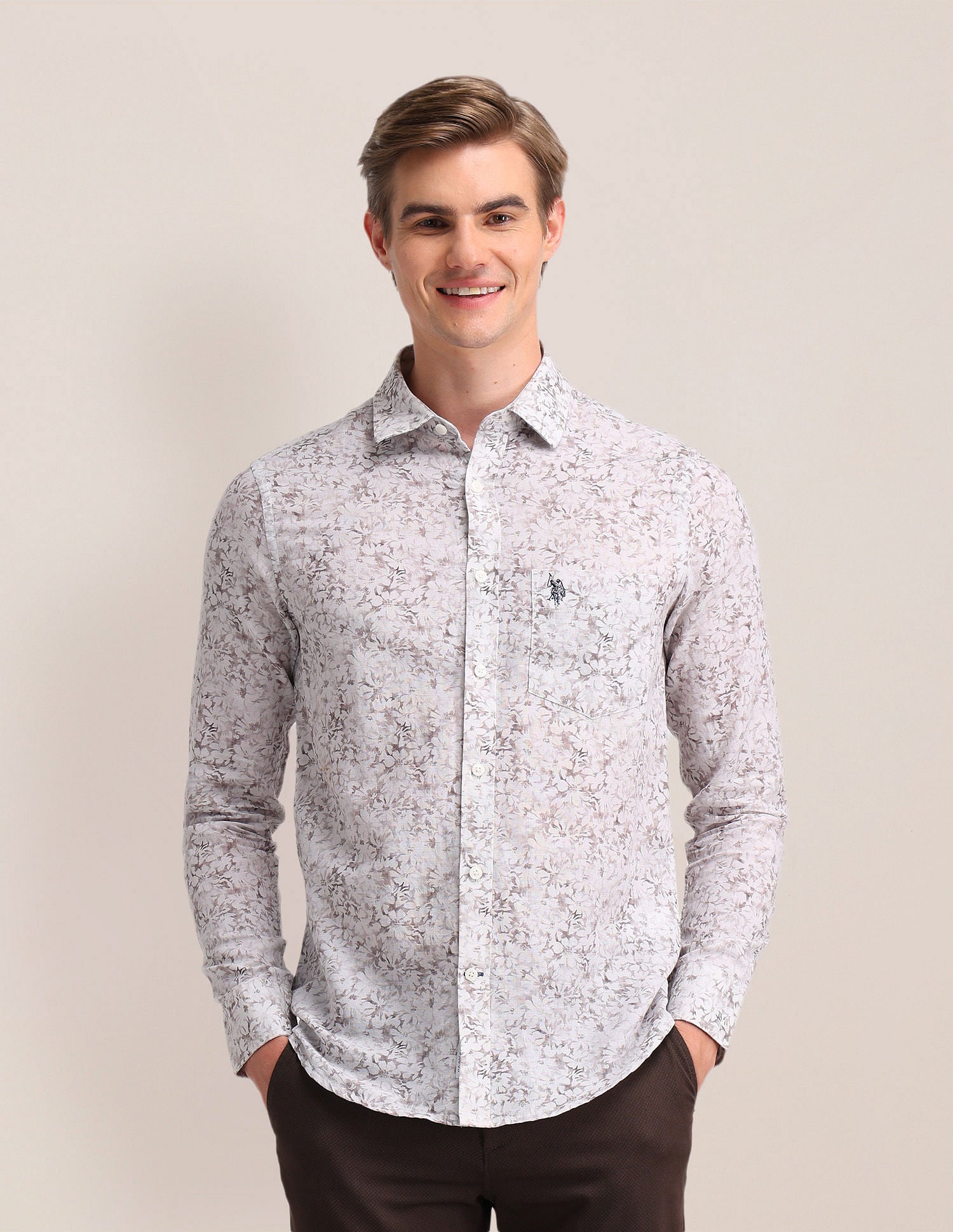 Cotton Printed Shirt Grey - U.S. POLO ASSN. | Large