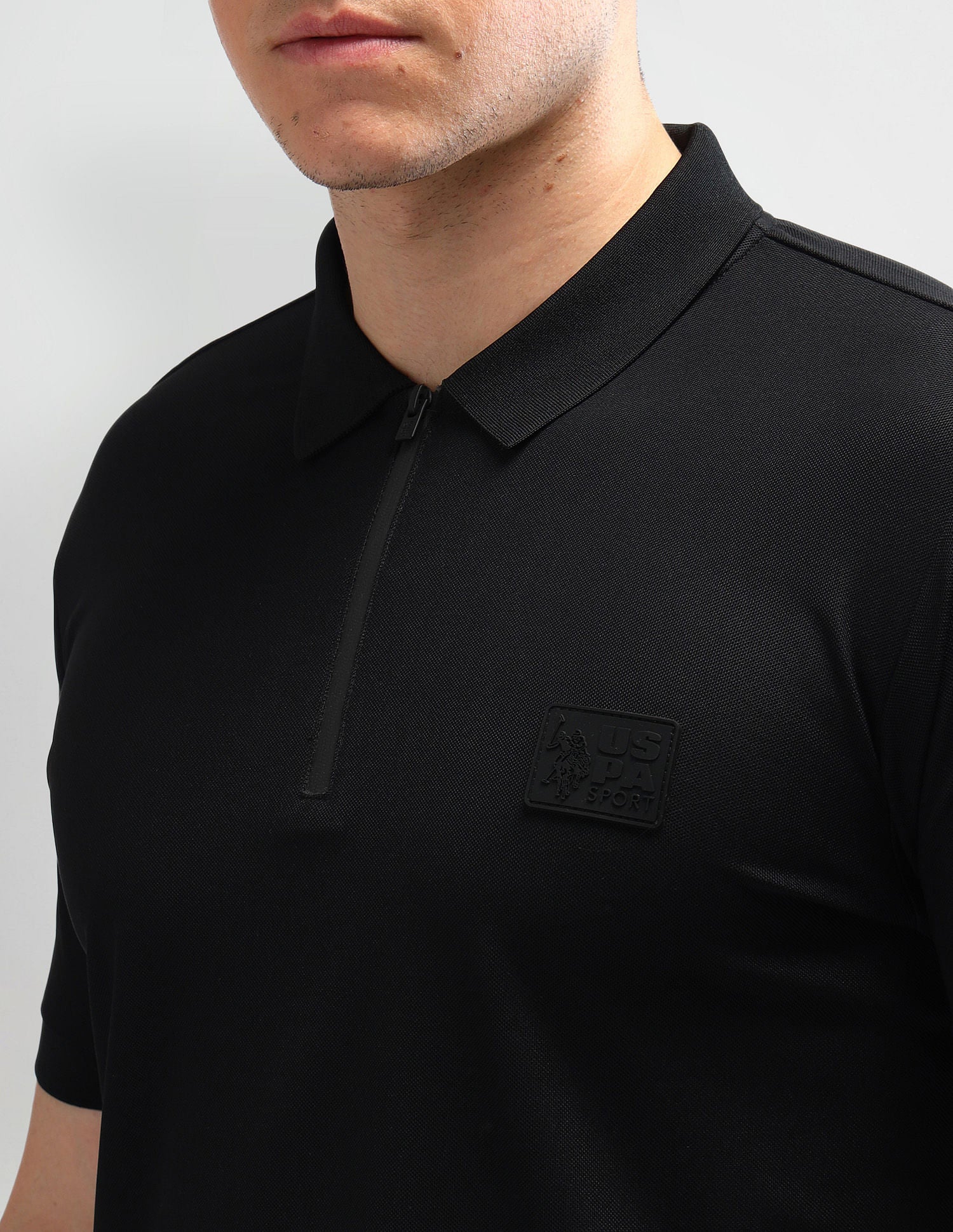 Slim Fit Solid Polo Shirt Black - U.S. Polo Assn. India | Large