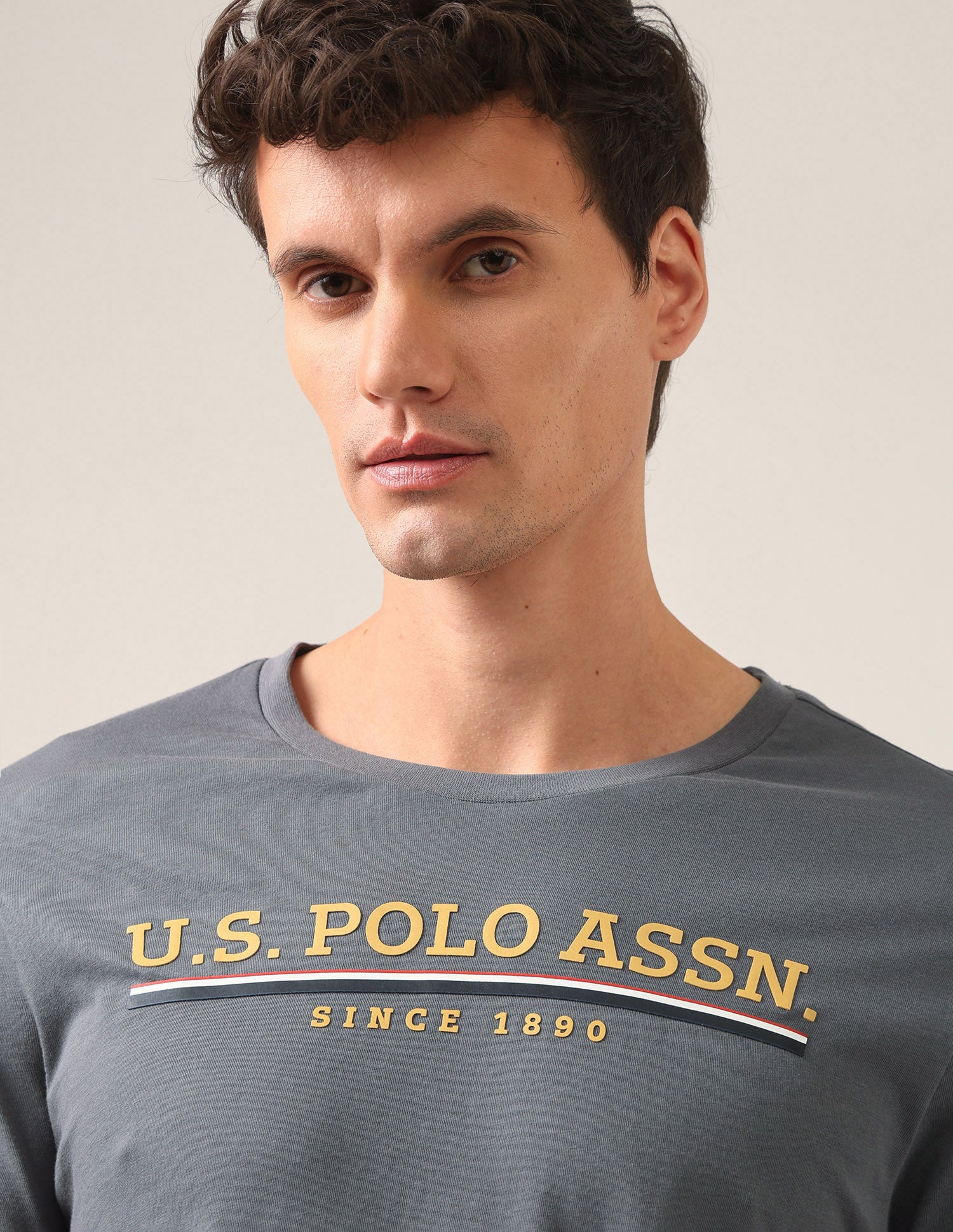 Brand Embossed Regular Fit T-Shirt Dark Grey - U.S. Polo Assn. India | Large