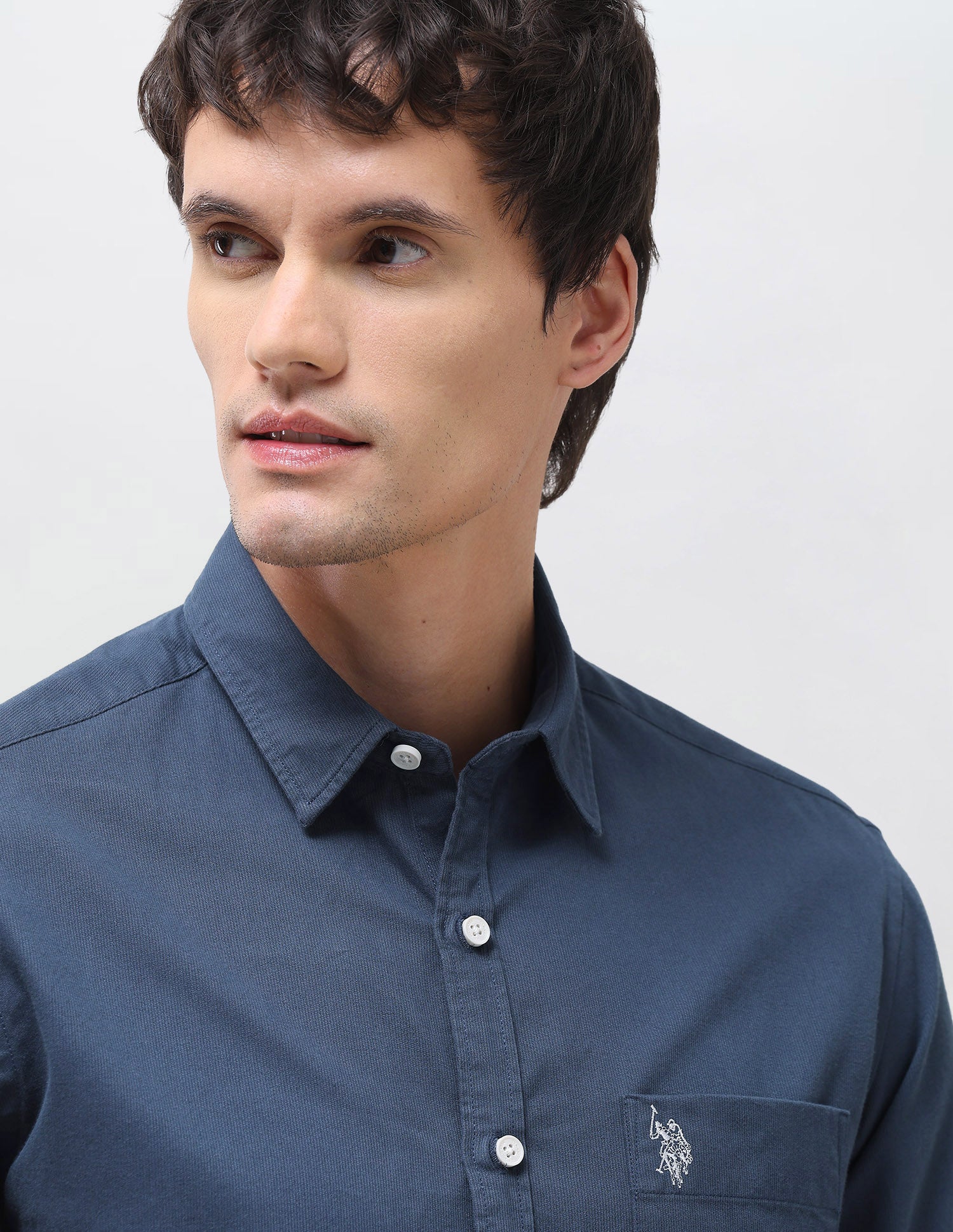 Solid Regular Fit Shirt Blue - U.S. Polo Assn. India | Large
