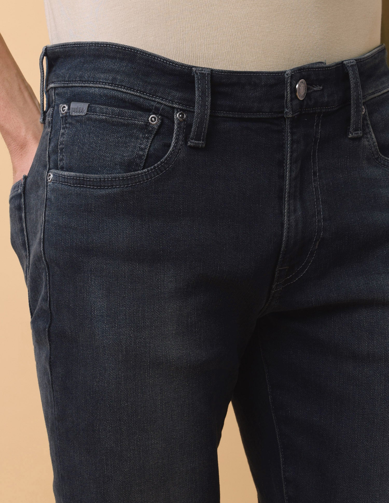 Pacho X Harold Slim Straight Fit Blue Jeans Mid Blue - U.S. Polo Assn. India | Large