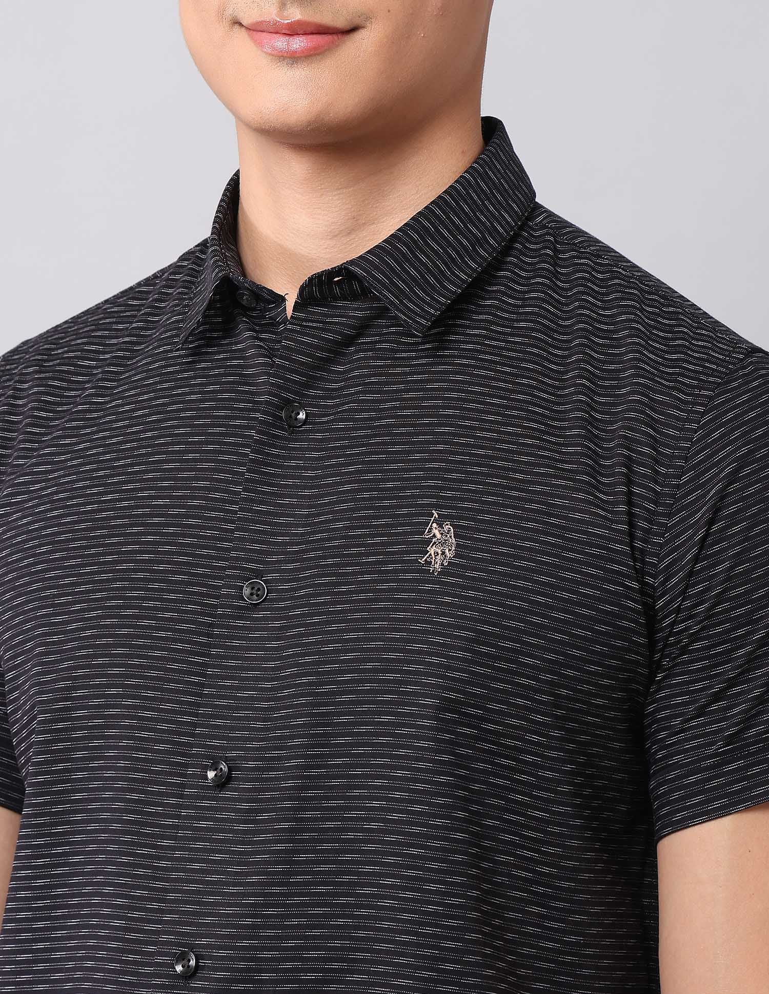All Over Printed Dobby Shirt Black - U.S. POLO ASSN. | Large