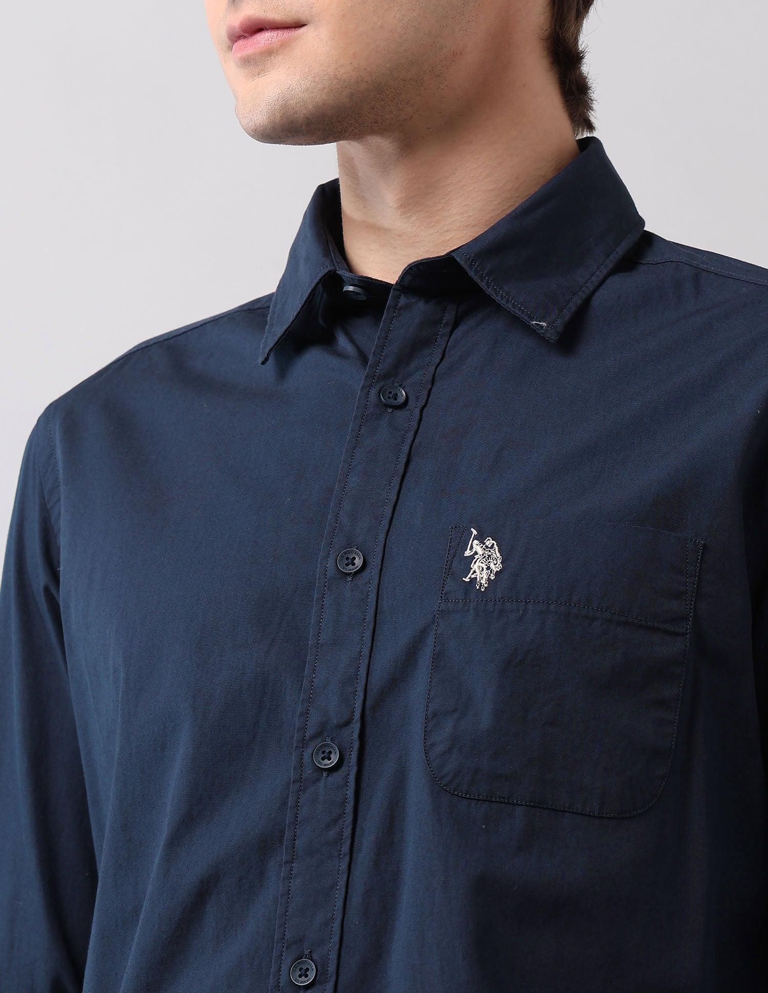 Pure Cotton Regular Fit Shirt Navy - U.S. Polo Assn. India | Large