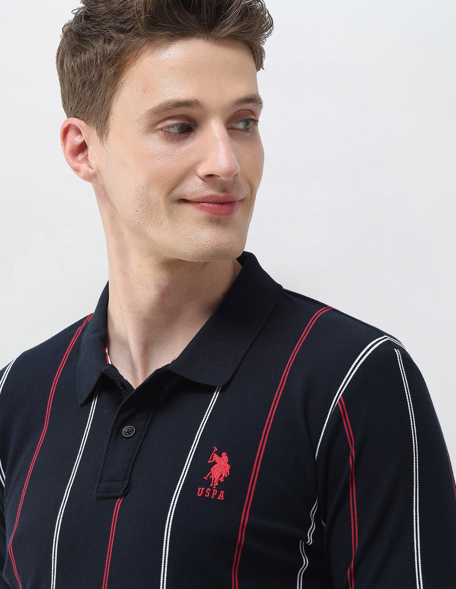 Vertical Striped Slim Fit Polo Shirt Navy - U.S. Polo Assn. India | Large