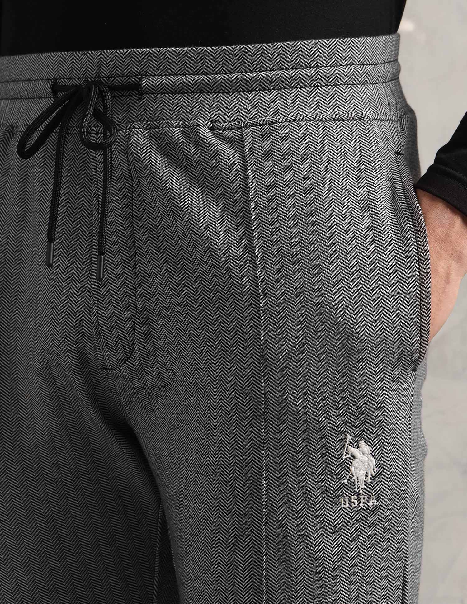 Chevron Cotton Stretch PR003 Lounge Pants - Pack Of 1 Black - U.S. Polo Assn. India | Large