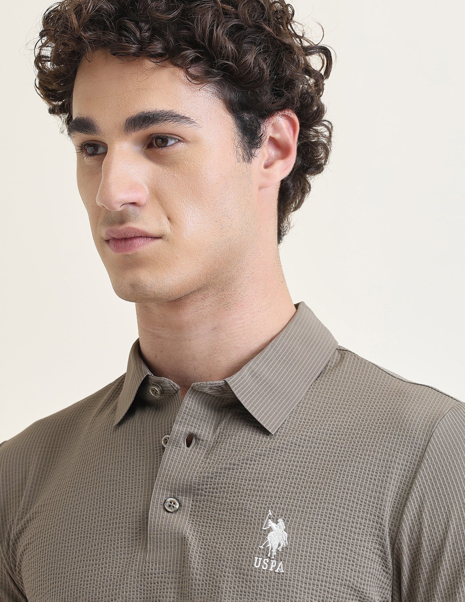 Textured Slim Fit Polo Shirt Grey - U.S. Polo Assn. India | Large