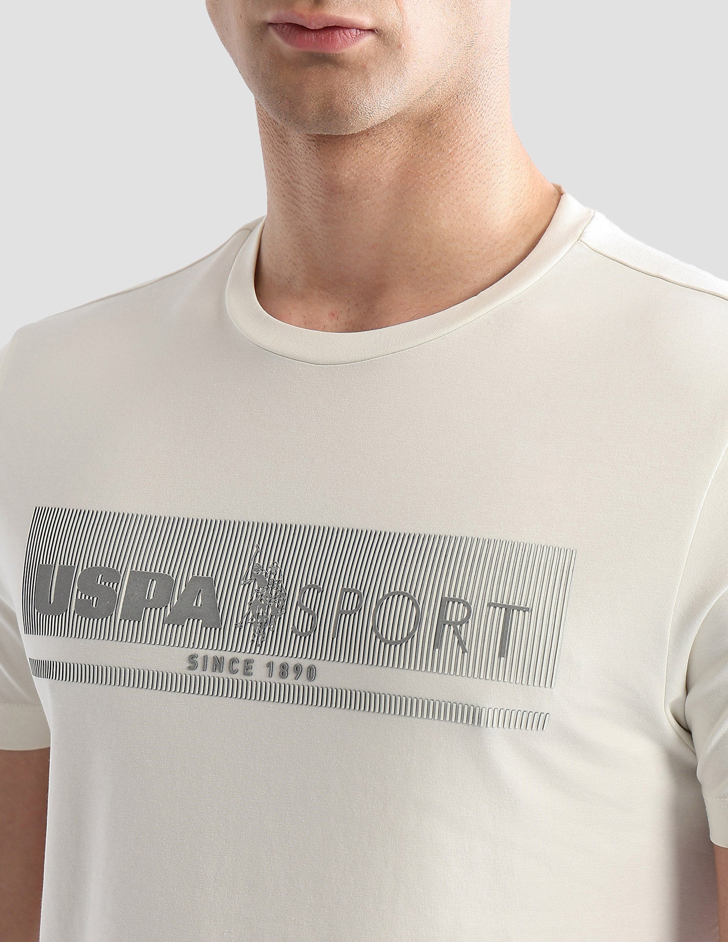 Brand Embossed Regular Fit Active T-Shirt Off White - U.S. POLO ASSN. | Large