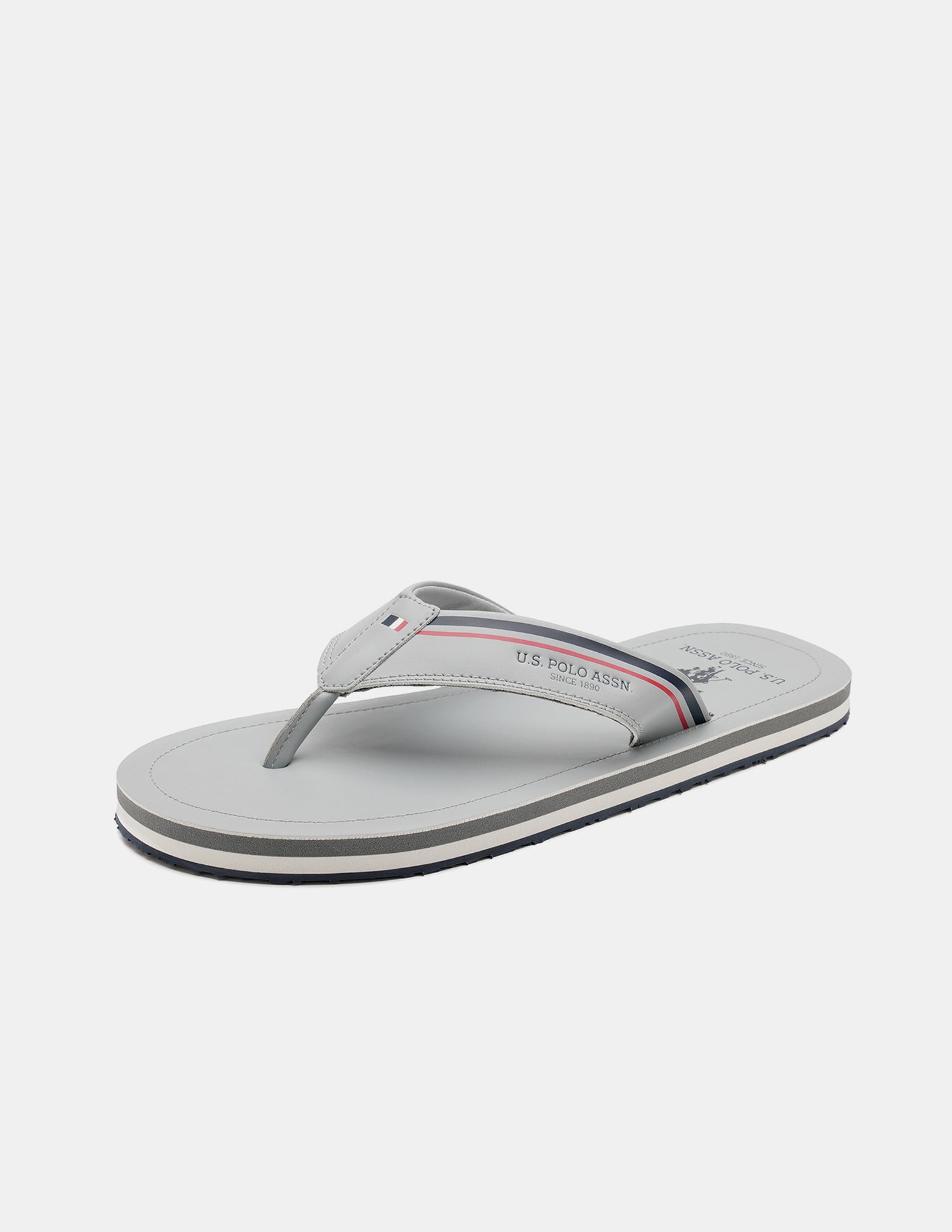 Men Nesta Striped Flip Flops Light Grey - U.S. Polo Assn. India | Large