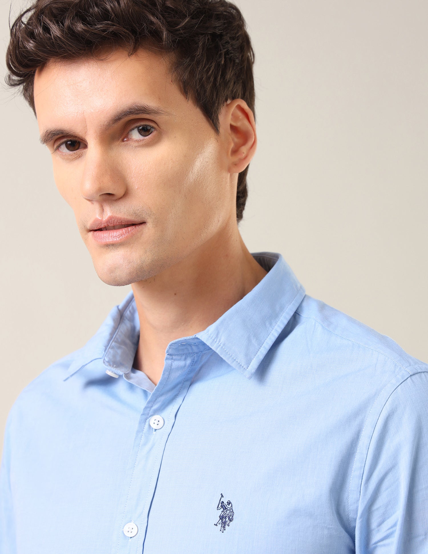 Solid Tailored Fit Shirt Light Blue - U.S. Polo Assn. India | Large