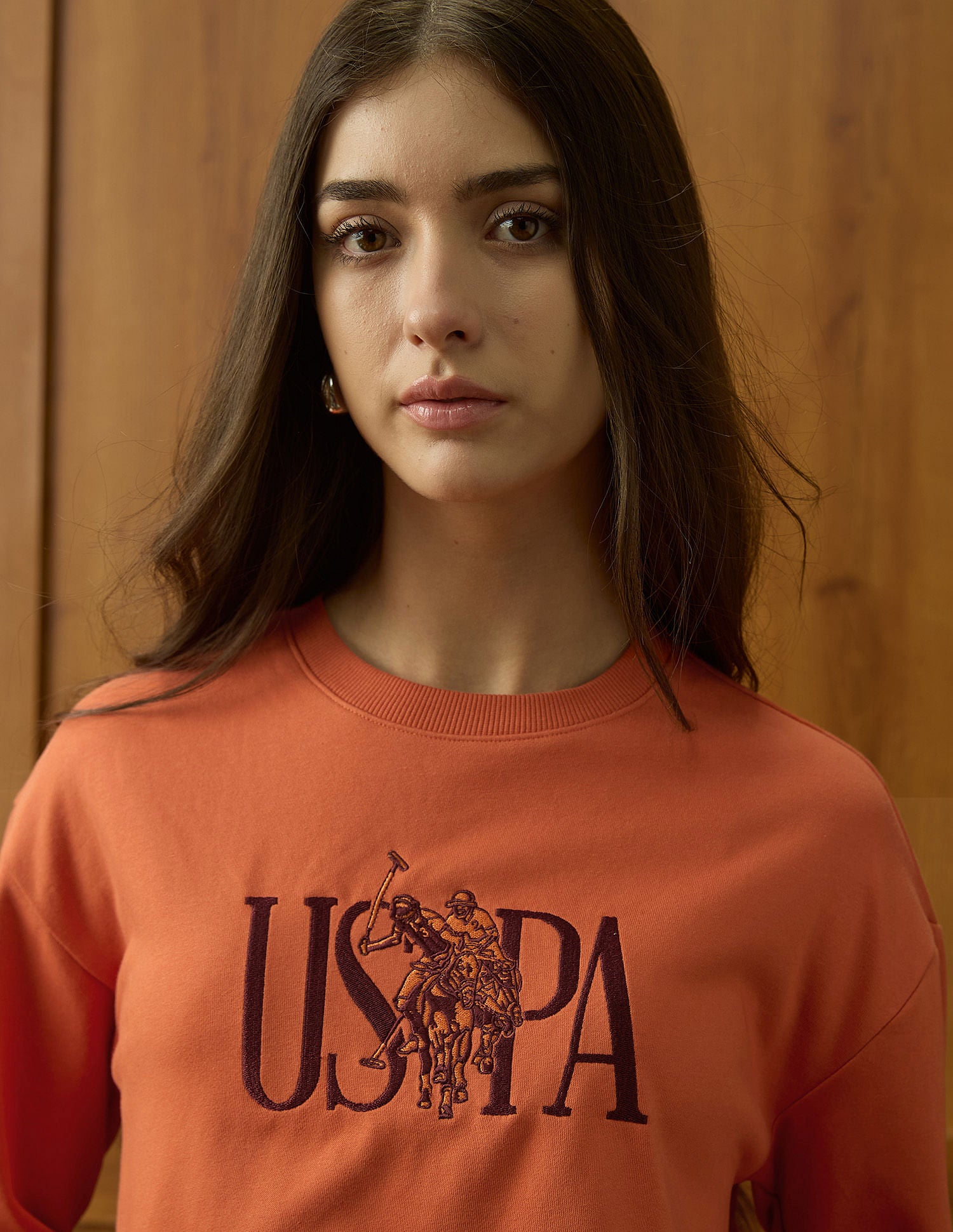 Brand Embroidered Drop Shoulder Sweatshirt Rust - U.S. POLO ASSN. | Large