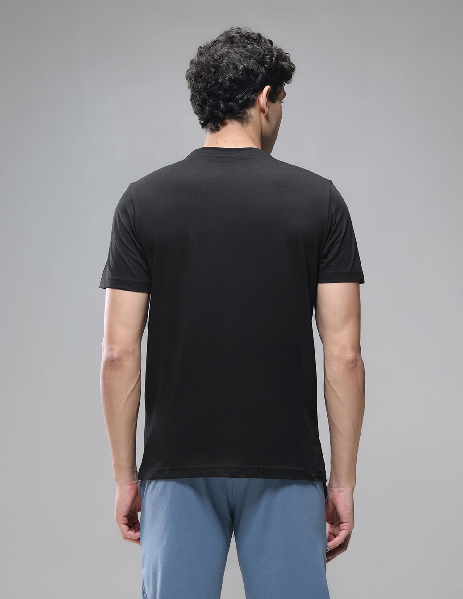 Tonal Logo Cotton 1633 Lounge T-Shirt - Pack Of 2 Blue and Black - U.S. Polo Assn. India | Large