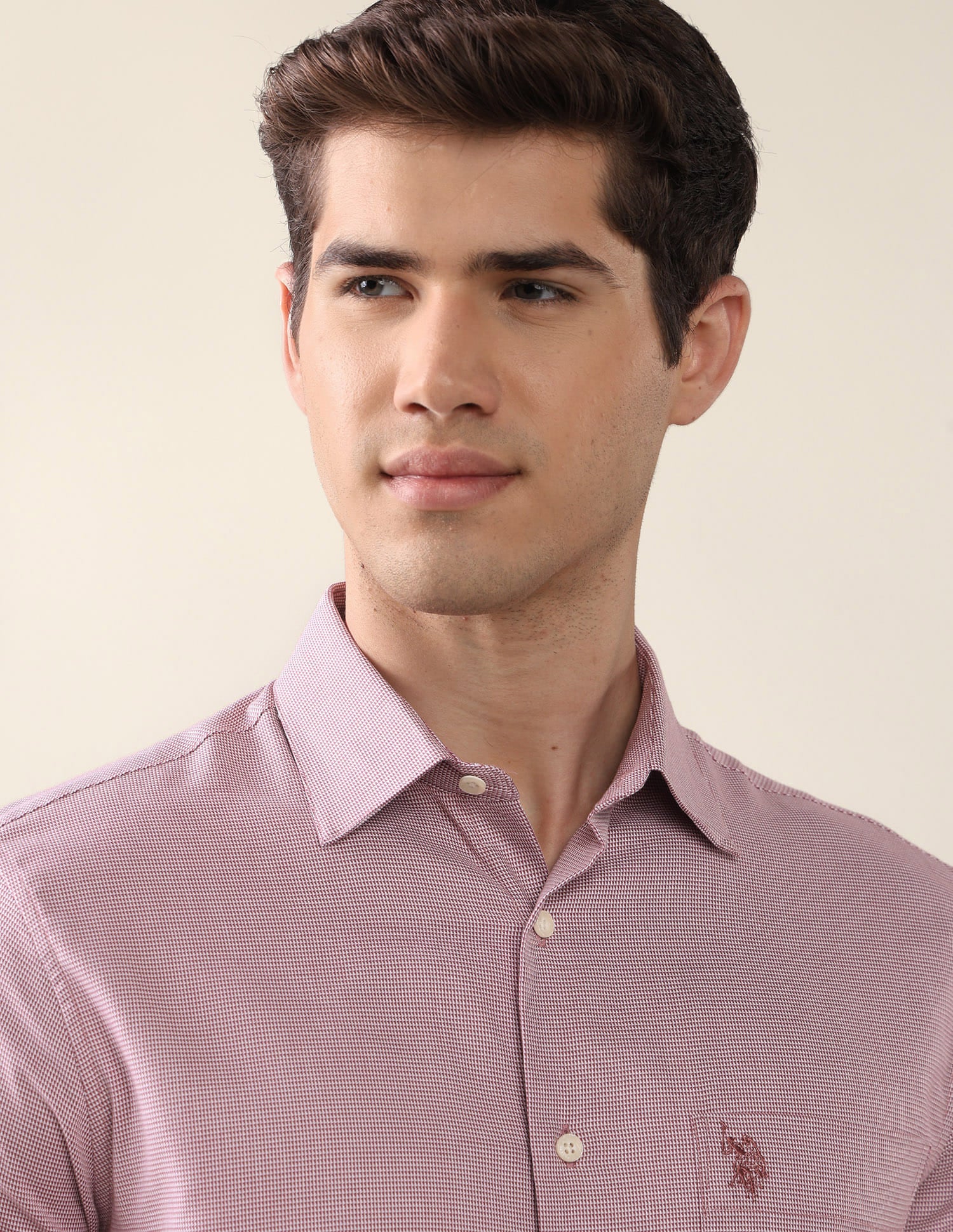 Textured Tailored Fit Shirt Pink - U.S. Polo Assn. India | Large