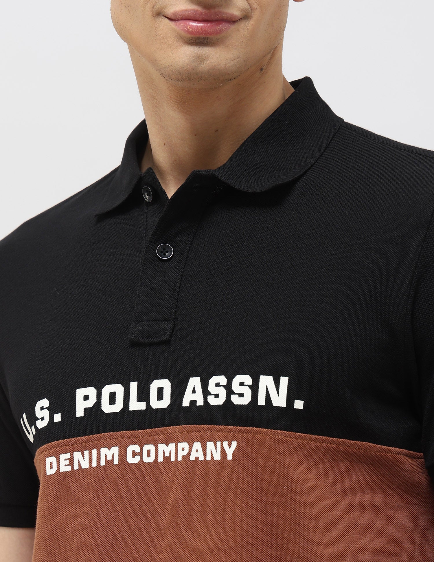 Colourblocked Muscle Fit Polo Shirt Black - U.S. POLO ASSN. | Large