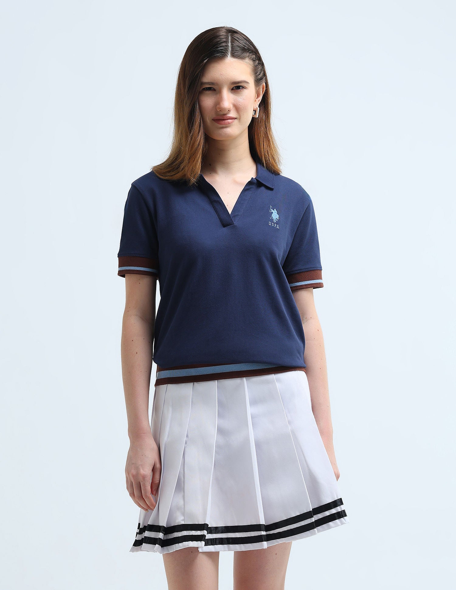 Boxy Fit Tipped Polo Shirt Navy - U.S. POLO ASSN. | Large