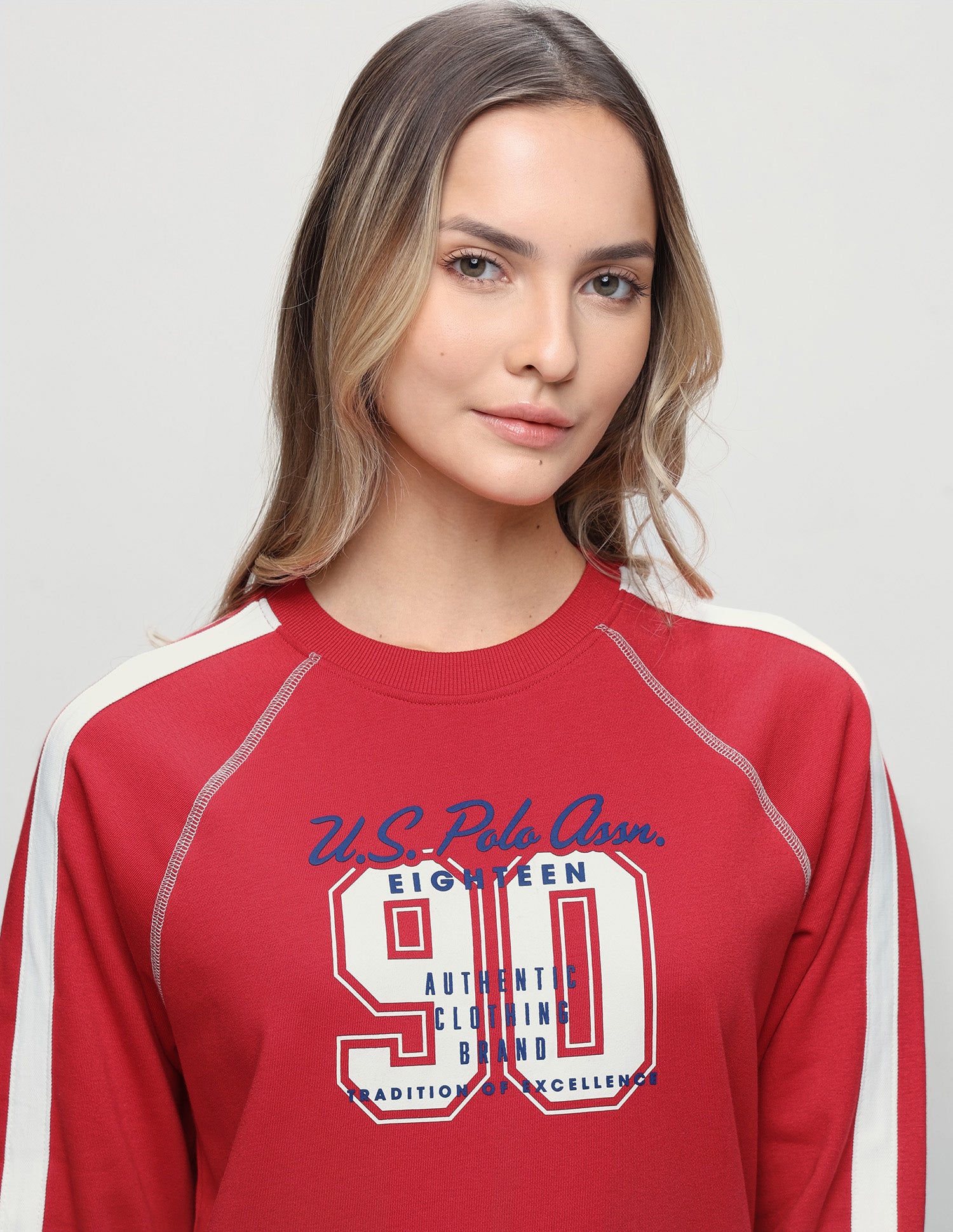 Typographic Brand Printed Regular Fit Sweatshirt Red - U.S. Polo Assn. India | Large