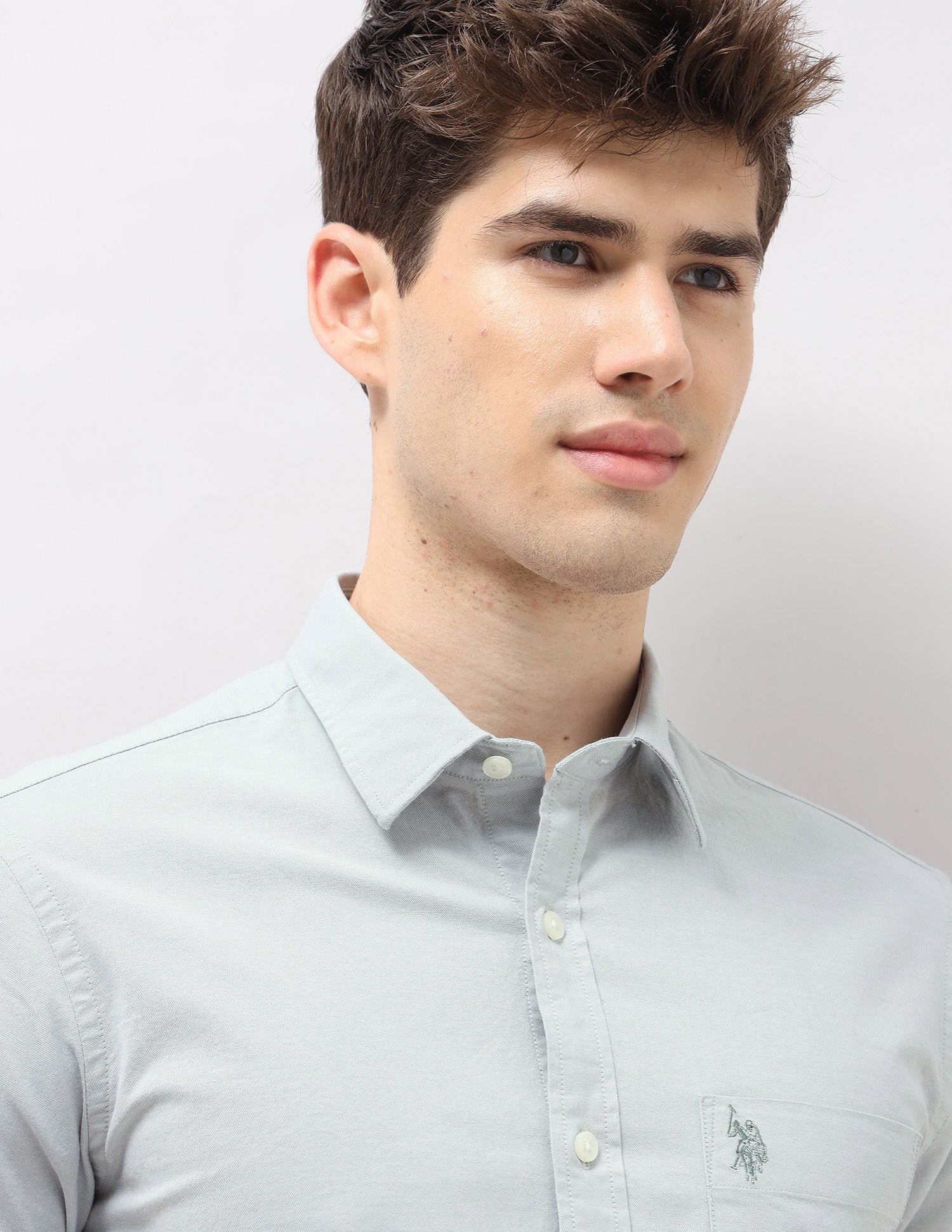 Tailored Fit Oxford Shirt Light Green - U.S. Polo Assn. India | Large
