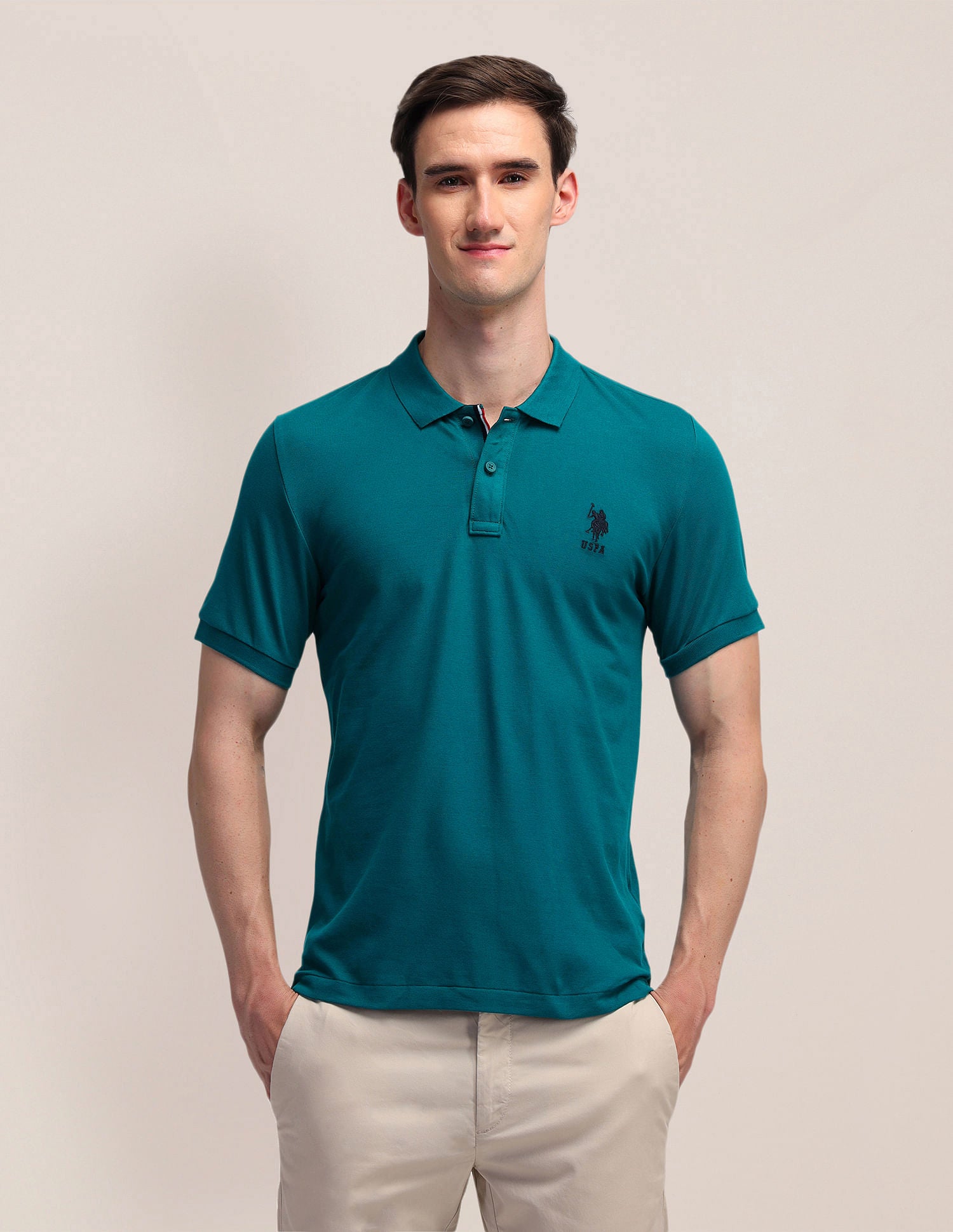 Solid Slim Fit Polo Shirt Green - U.S. POLO ASSN. | Large