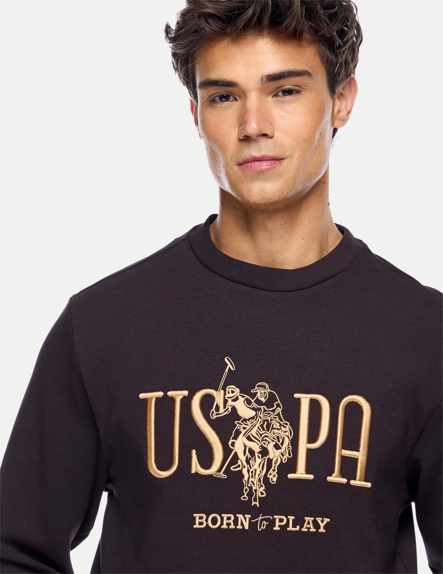 Brand Embroidered Slim Fit Sweatshirt Dark Brown - U.S. Polo Assn. India | Large