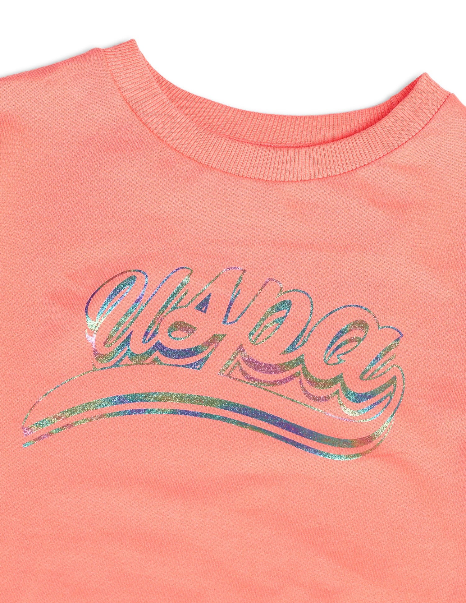 Girls Brand Printed Regular Fit Sweatshirt Light Orange - U.S. POLO ASSN. | Large