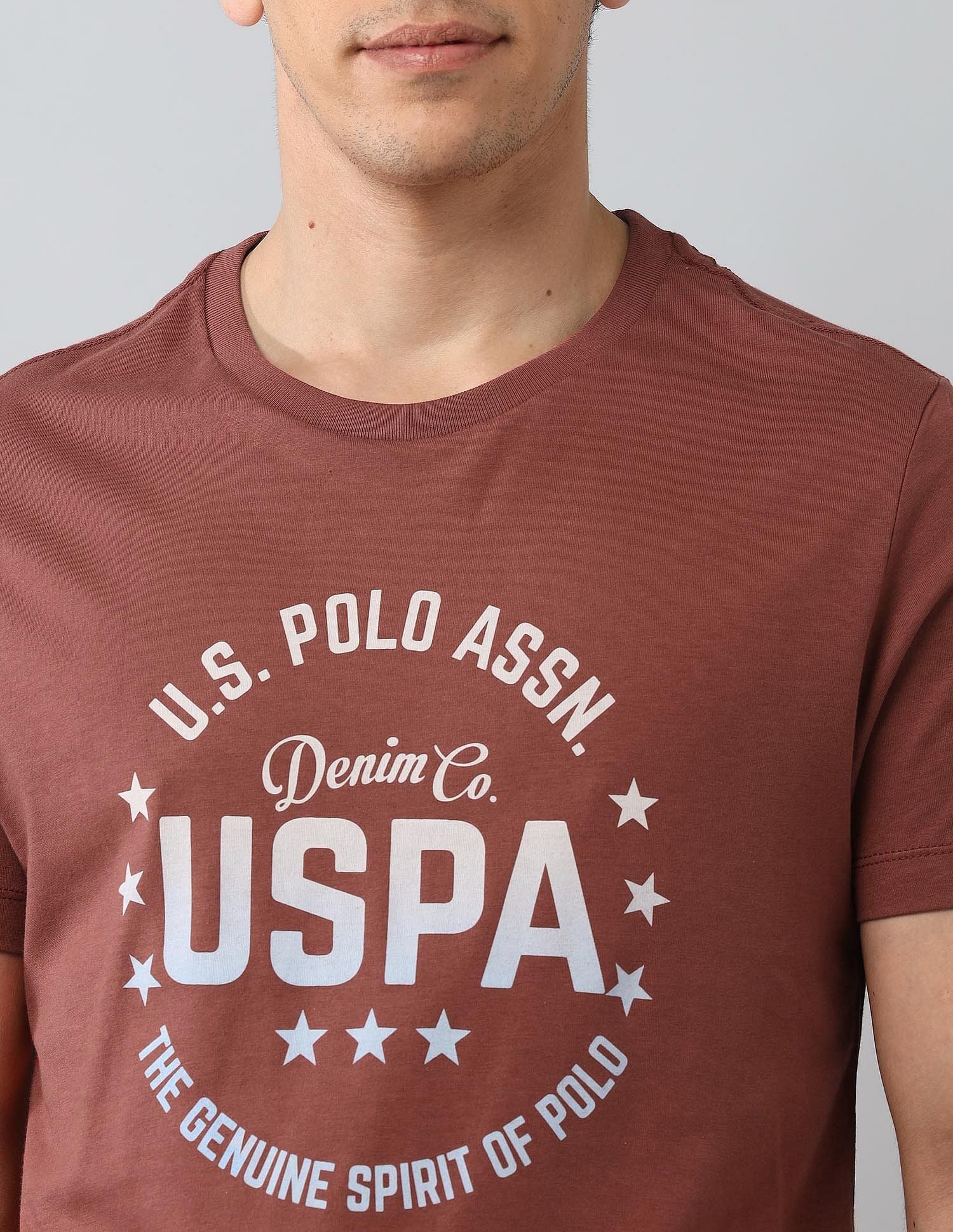 Muscle Fit Brand Printed T-Shirt Rust - U.S. Polo Assn. India | Large