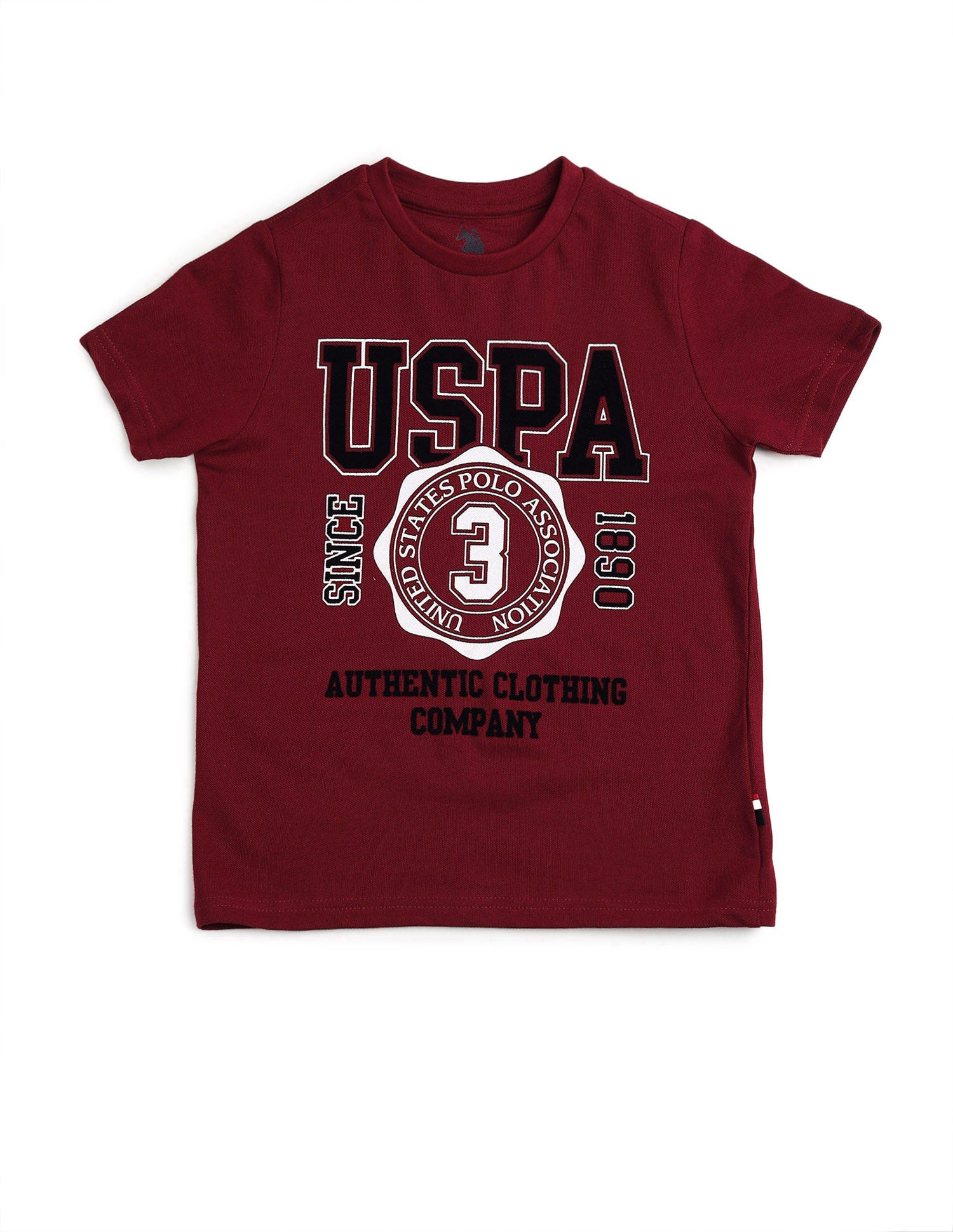 Boys Graphic Printed Pure Cotton T Shirt Maroon - U.S. POLO ASSN. | Large