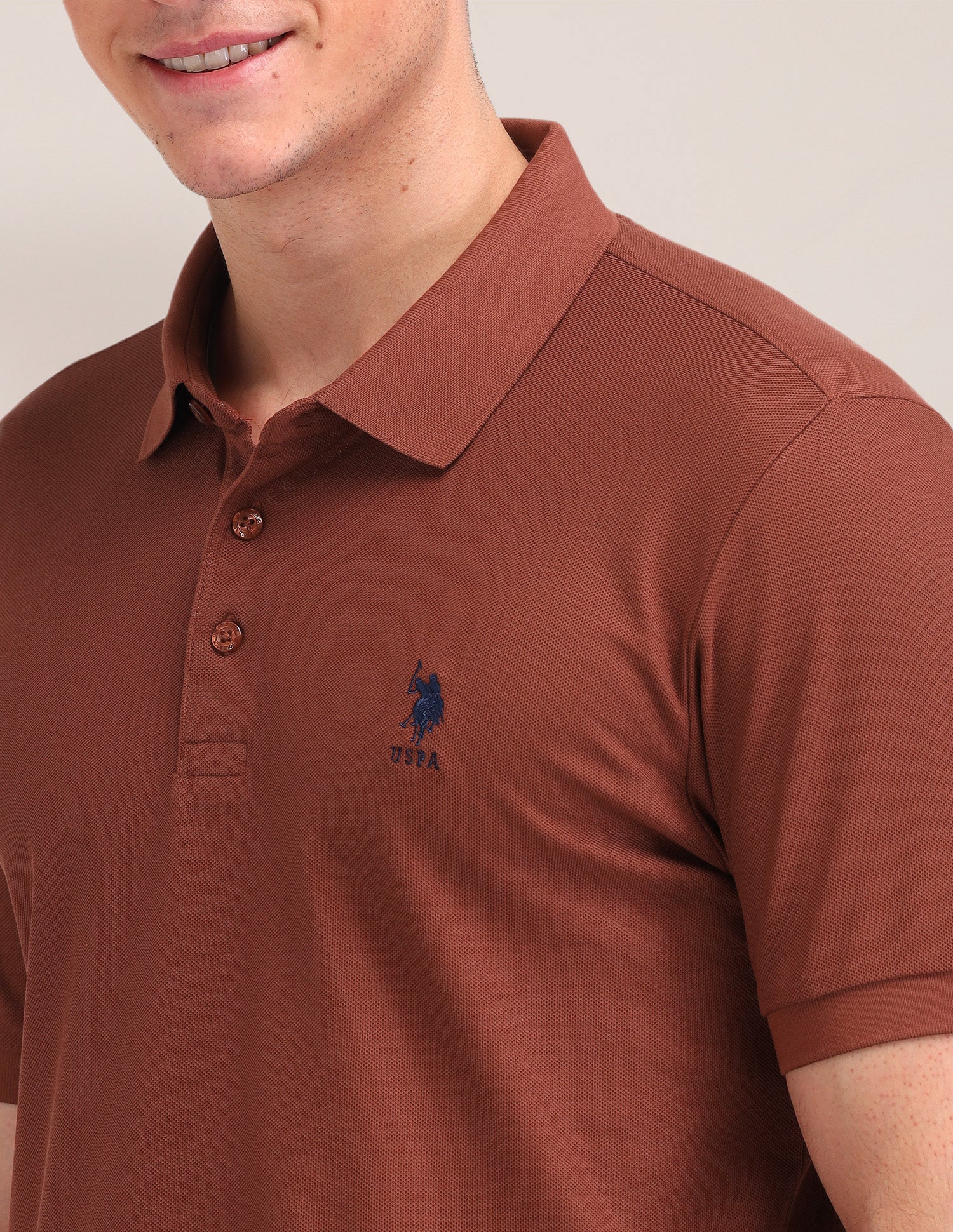 Solid Pattern Cotton Polo Shirt Rust - U.S. Polo Assn. India | Large