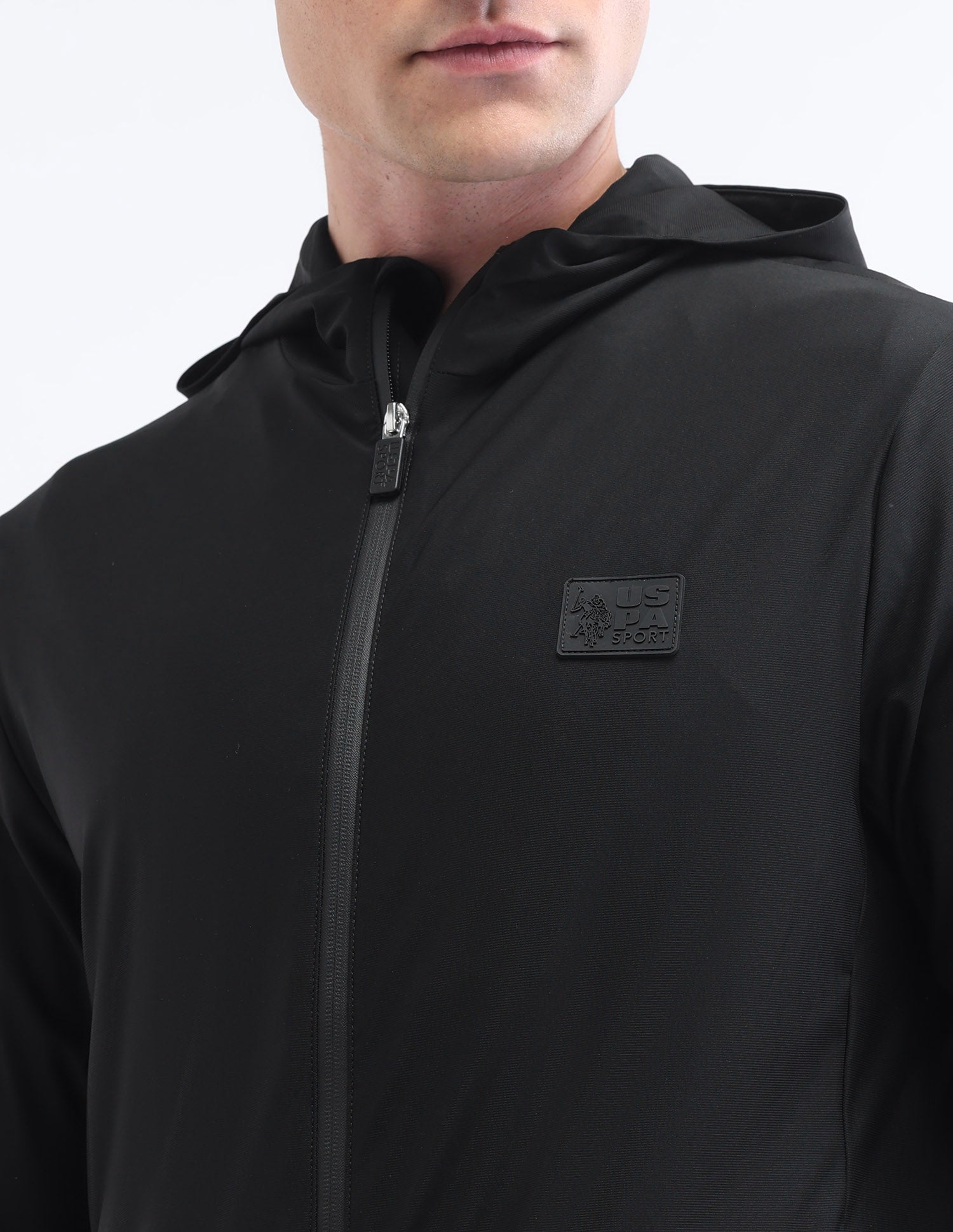 Solid Regular Fit Sport Jacket Black - U.S. POLO ASSN. | Large