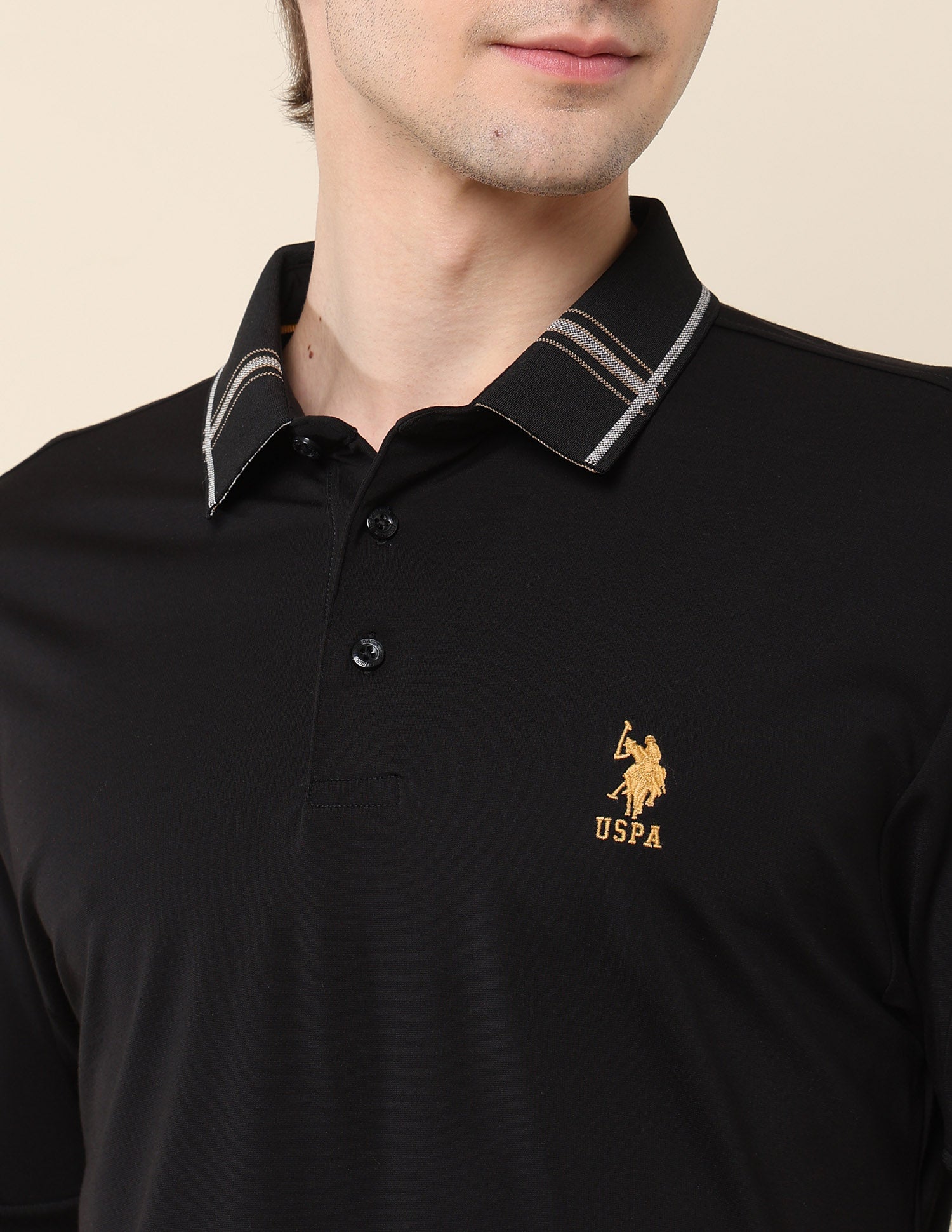Solid Gentlemans Club Polo Shirt Black - U.S. Polo Assn. India | Large