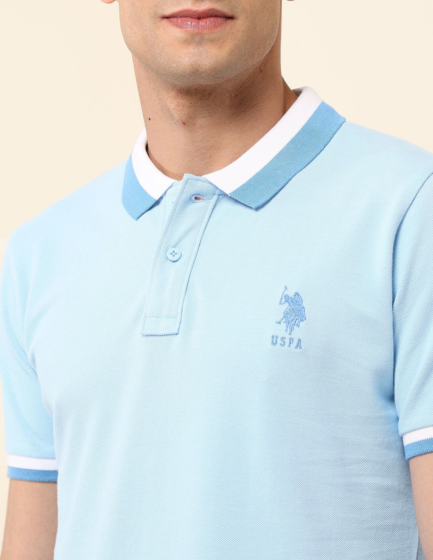 Solid Slim Fit Polo Shirt Light Blue - U.S. POLO ASSN. | Large