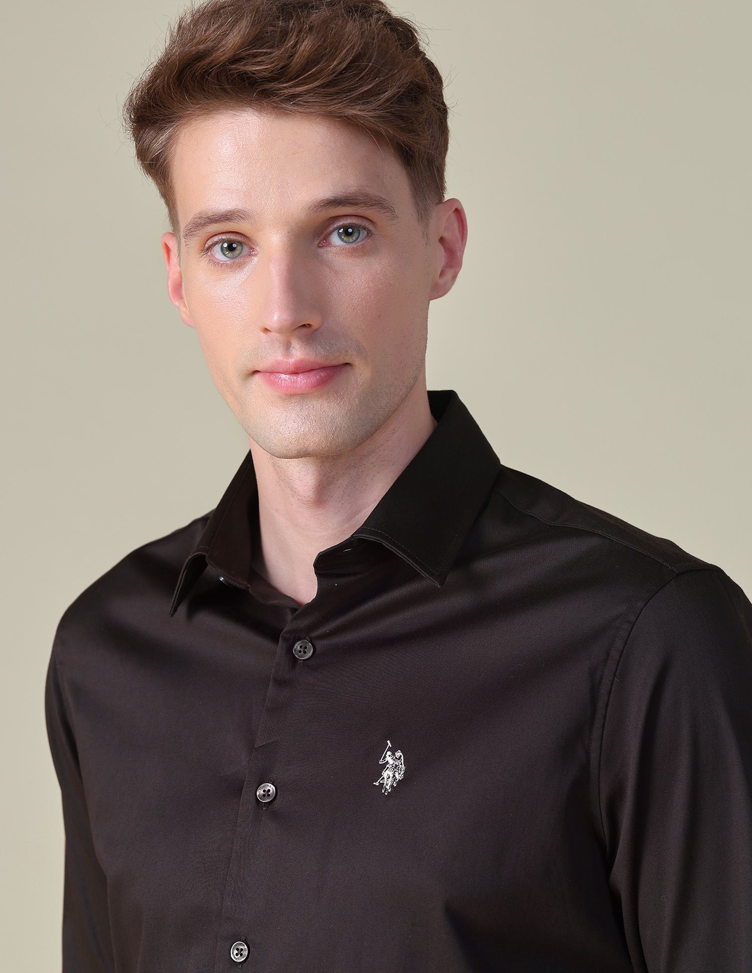 Satin Tailored Fit Shirt Choco - U.S. POLO ASSN. | Large