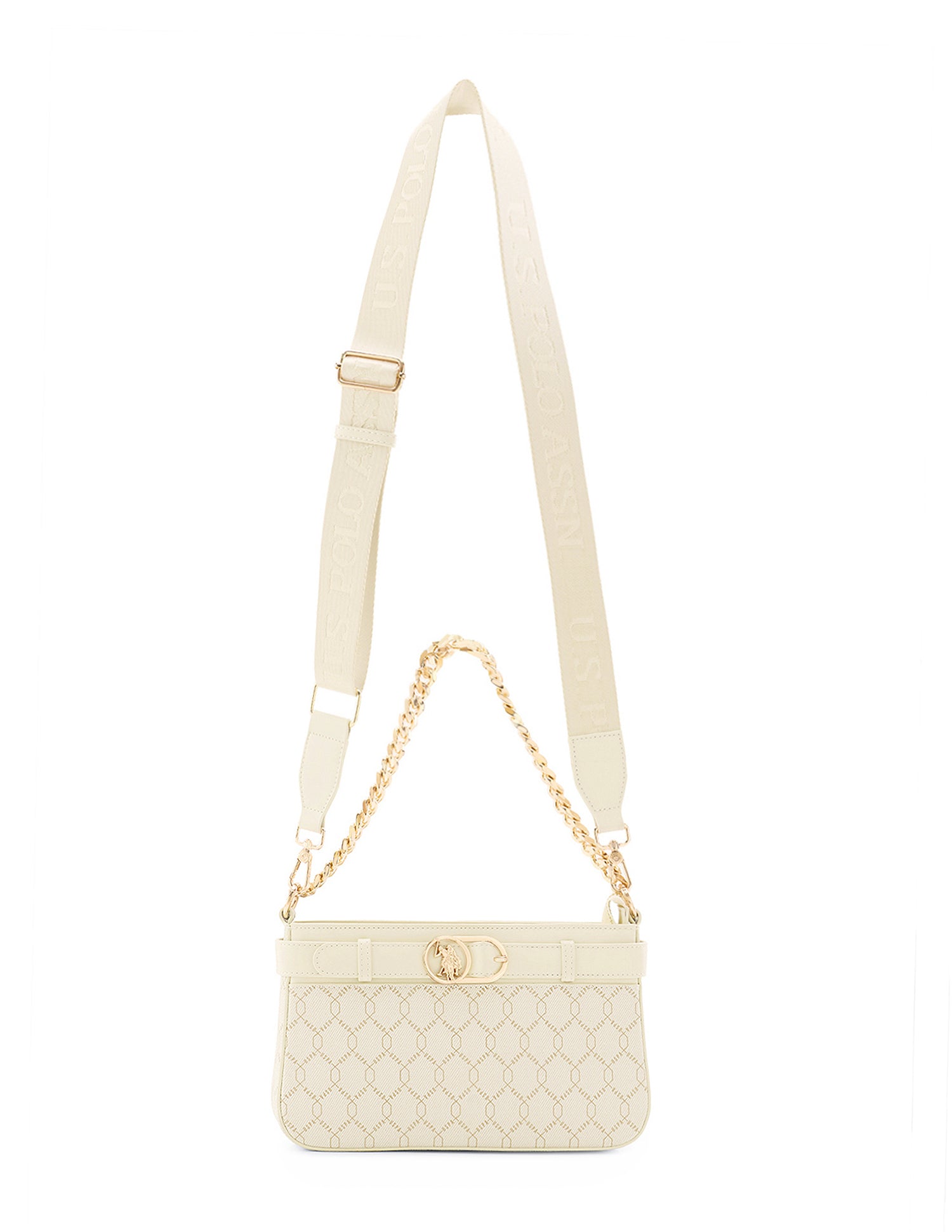 Corina Brand Printed Shoulder Bag Off White - U.S. Polo Assn. India | Large