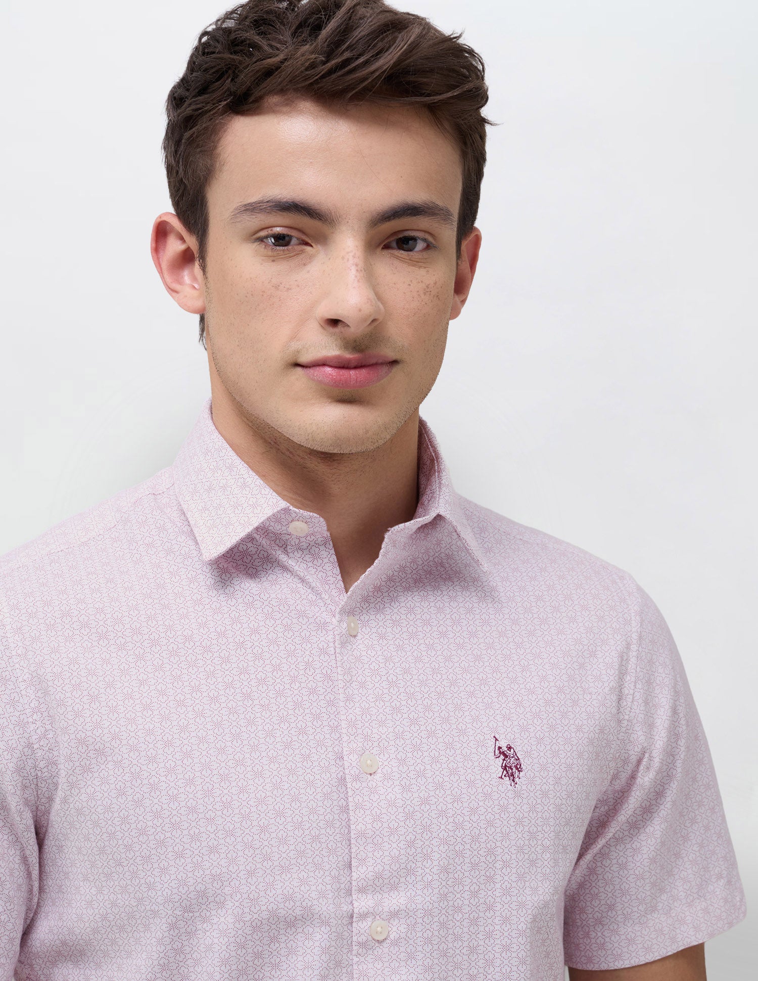 Floral Geometric Regular Fit Shirt Maroon - U.S. Polo Assn. India | Large