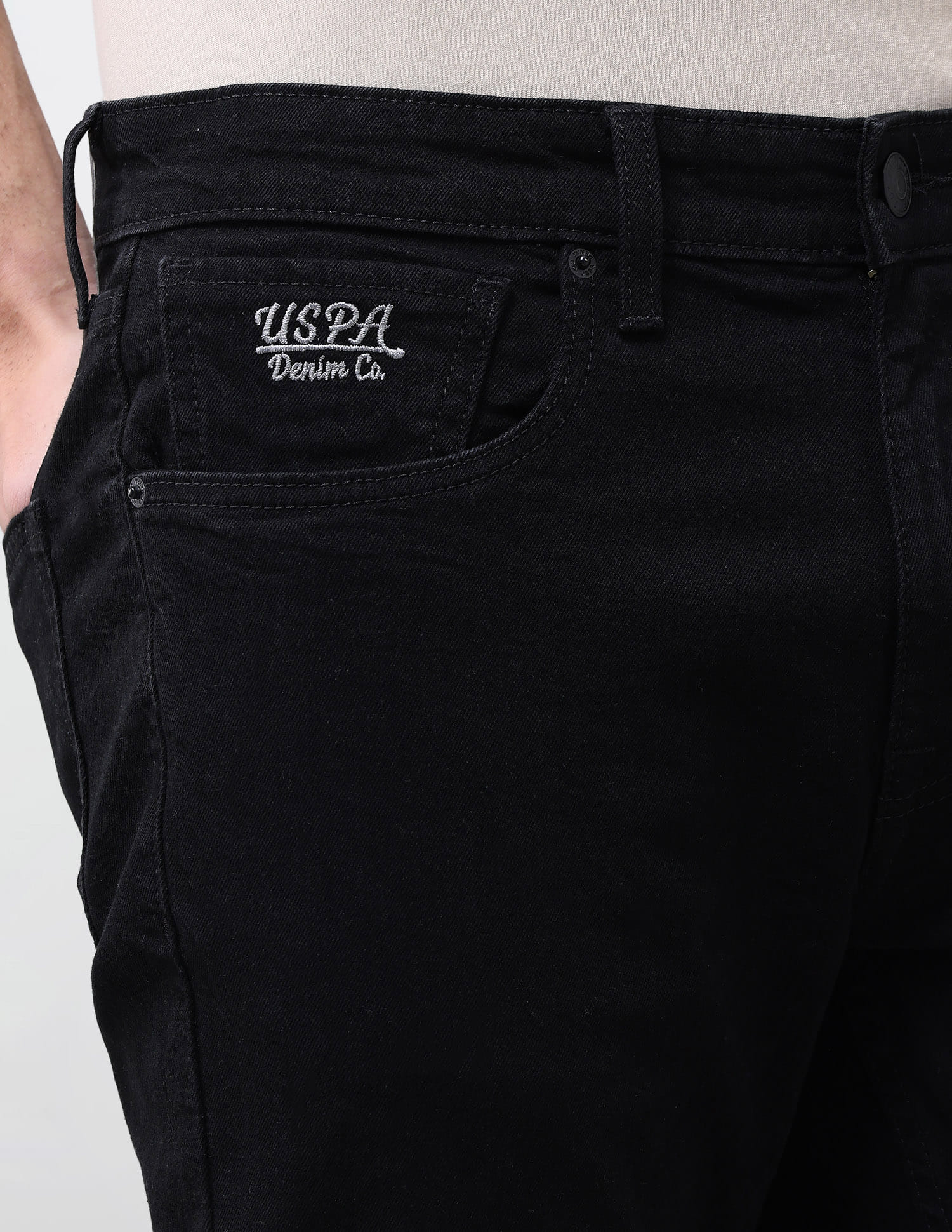 Solid Slim Fit Jeans Black - U.S. Polo Assn. India | Large