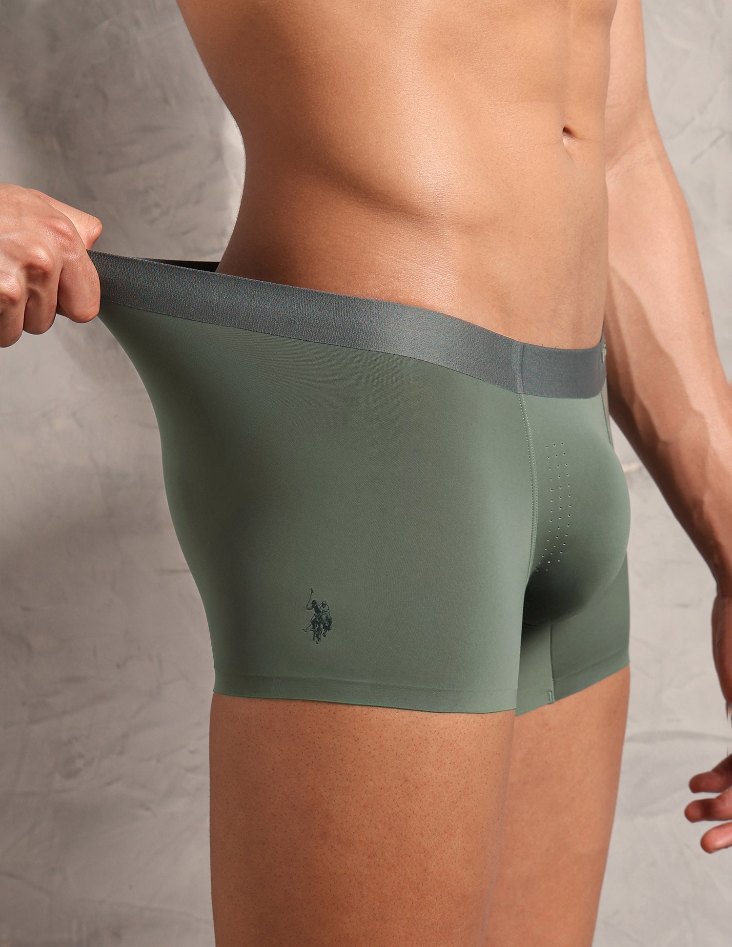 Ultra Light Perforated RT010 Seamless Trunk Olive - U.S. Polo Assn. India | Large