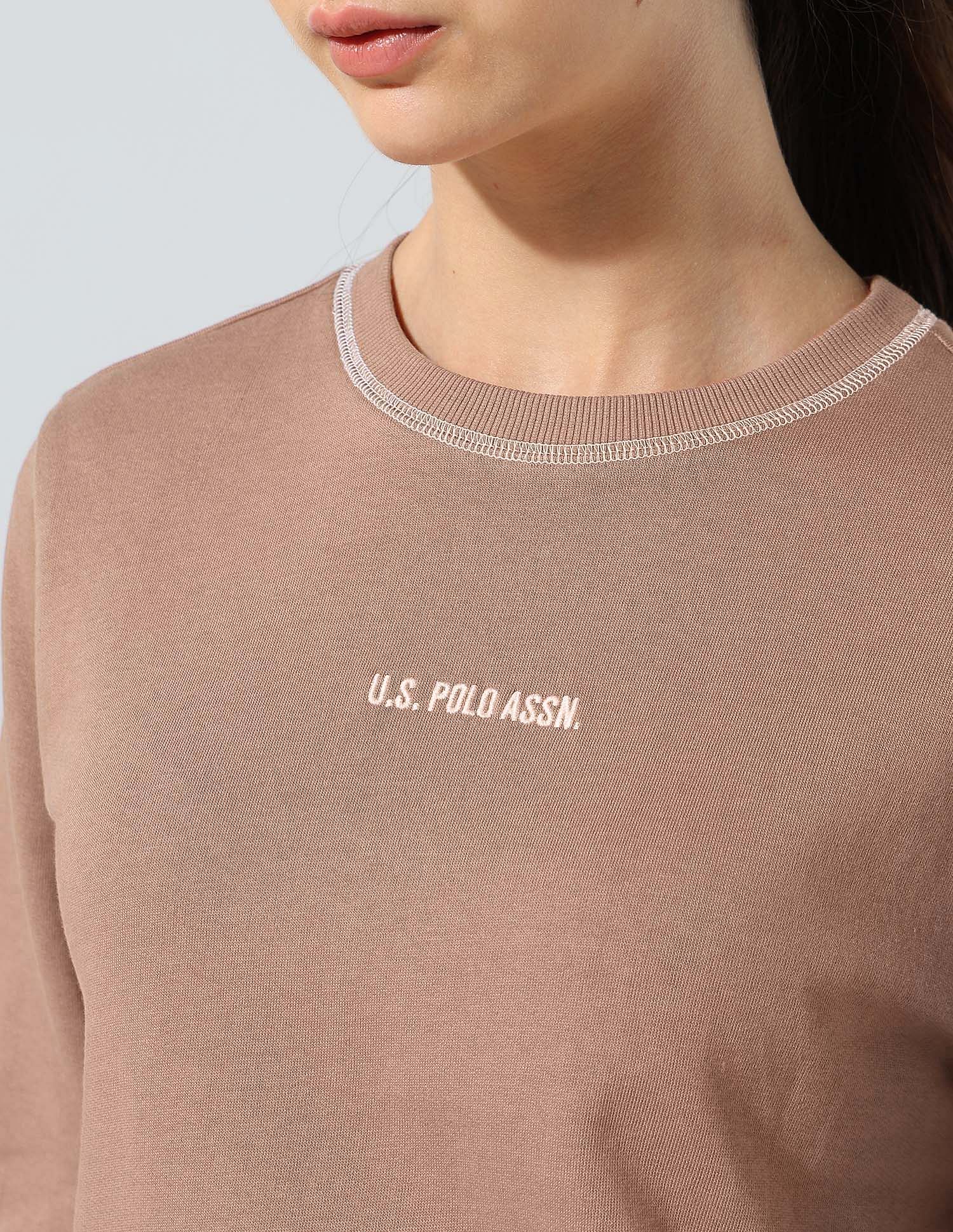 Brand Embroidered Sweatshirt Light Brown - U.S. POLO ASSN. | Large