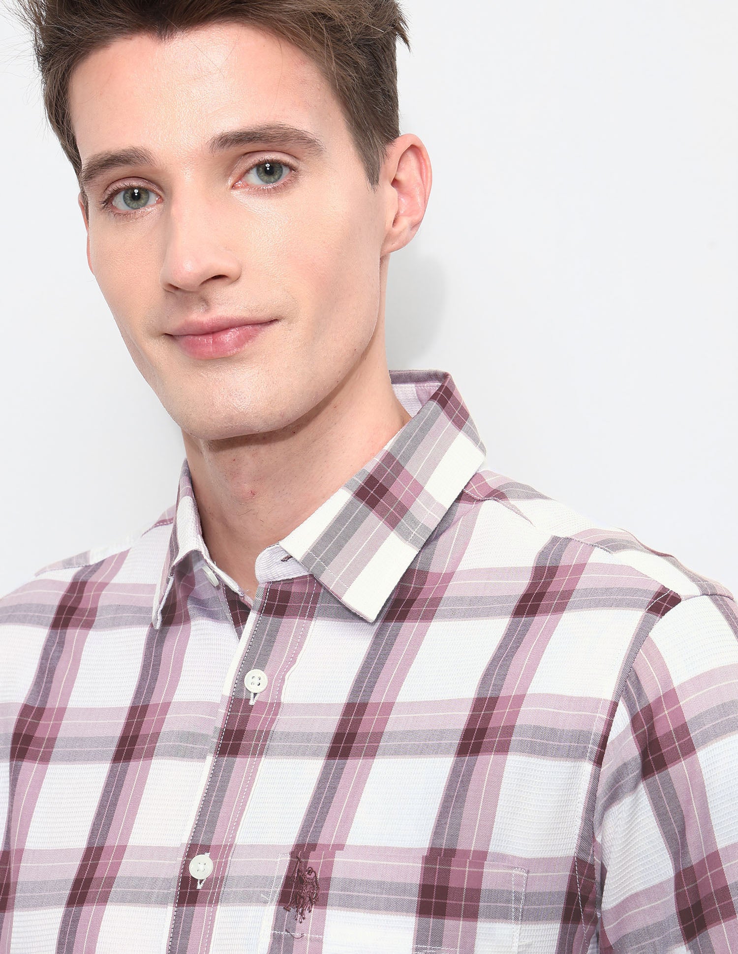 White Harbour Tartan Checked Shirt Maroon - U.S. Polo Assn. India | Large