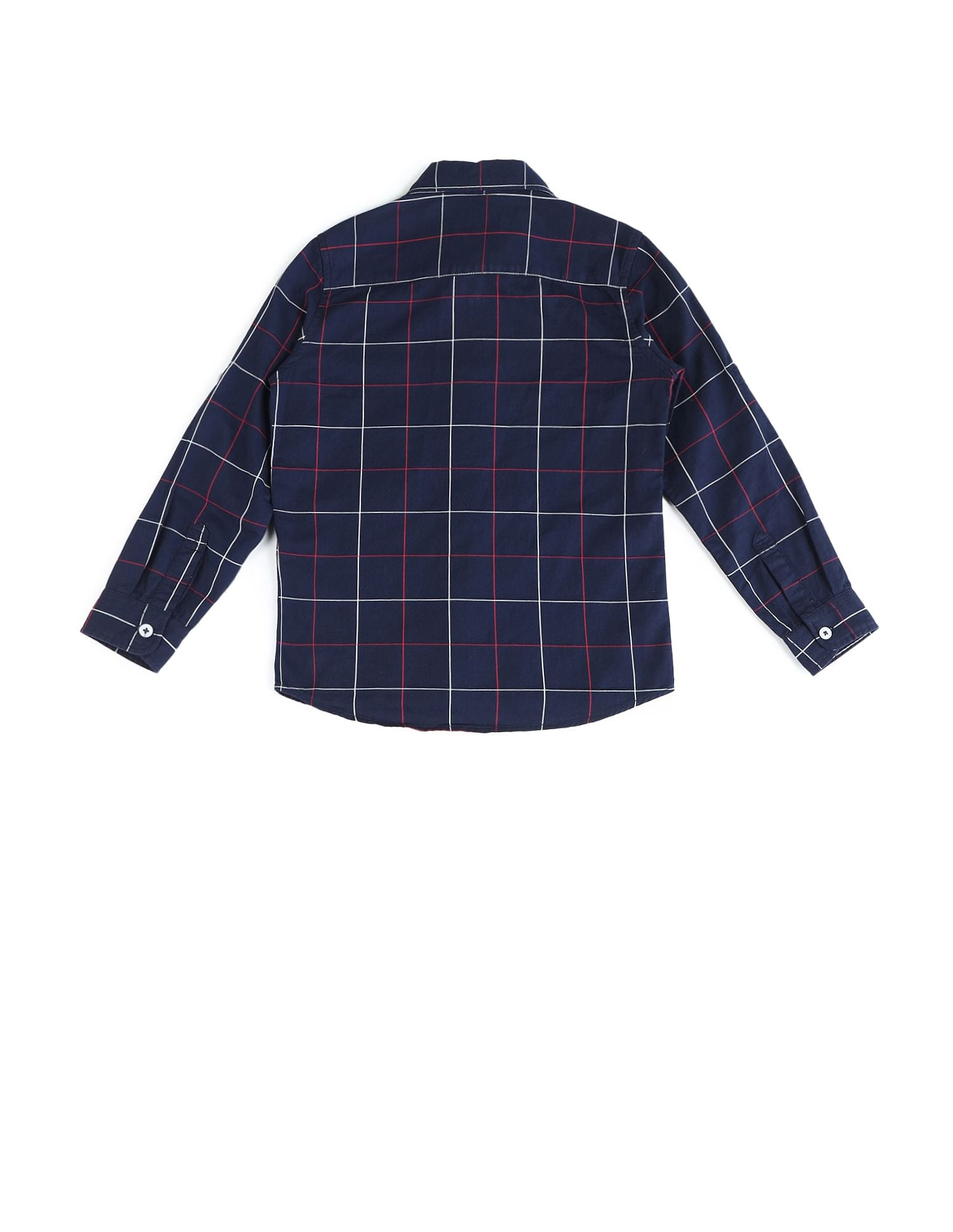 Boys Windowpane Checked Regular Fit Shirt Navy - U.S. POLO ASSN. | Large