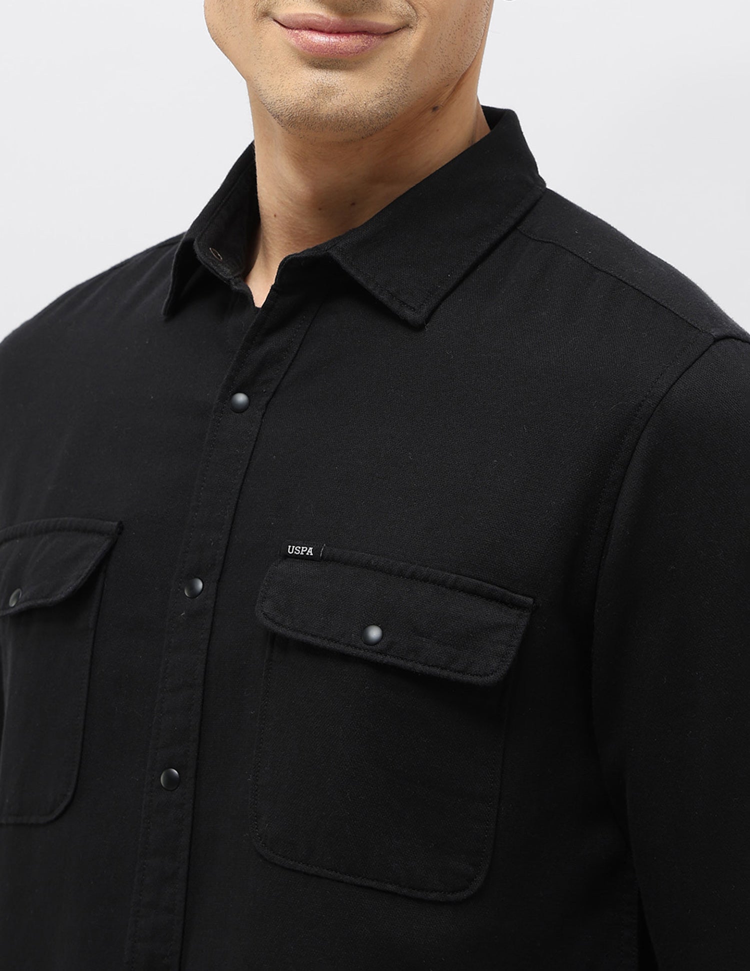 Twill Regular Fit Shirt Black - U.S. POLO ASSN. | Large