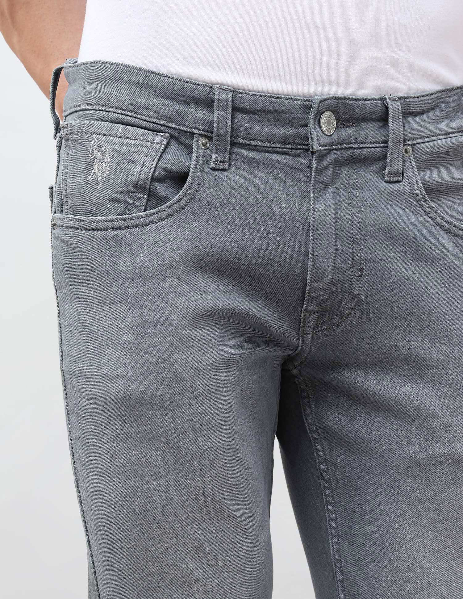 Brandon Slim Tapered Fit Stone Washed Jeans Grey - U.S. POLO ASSN. | Large